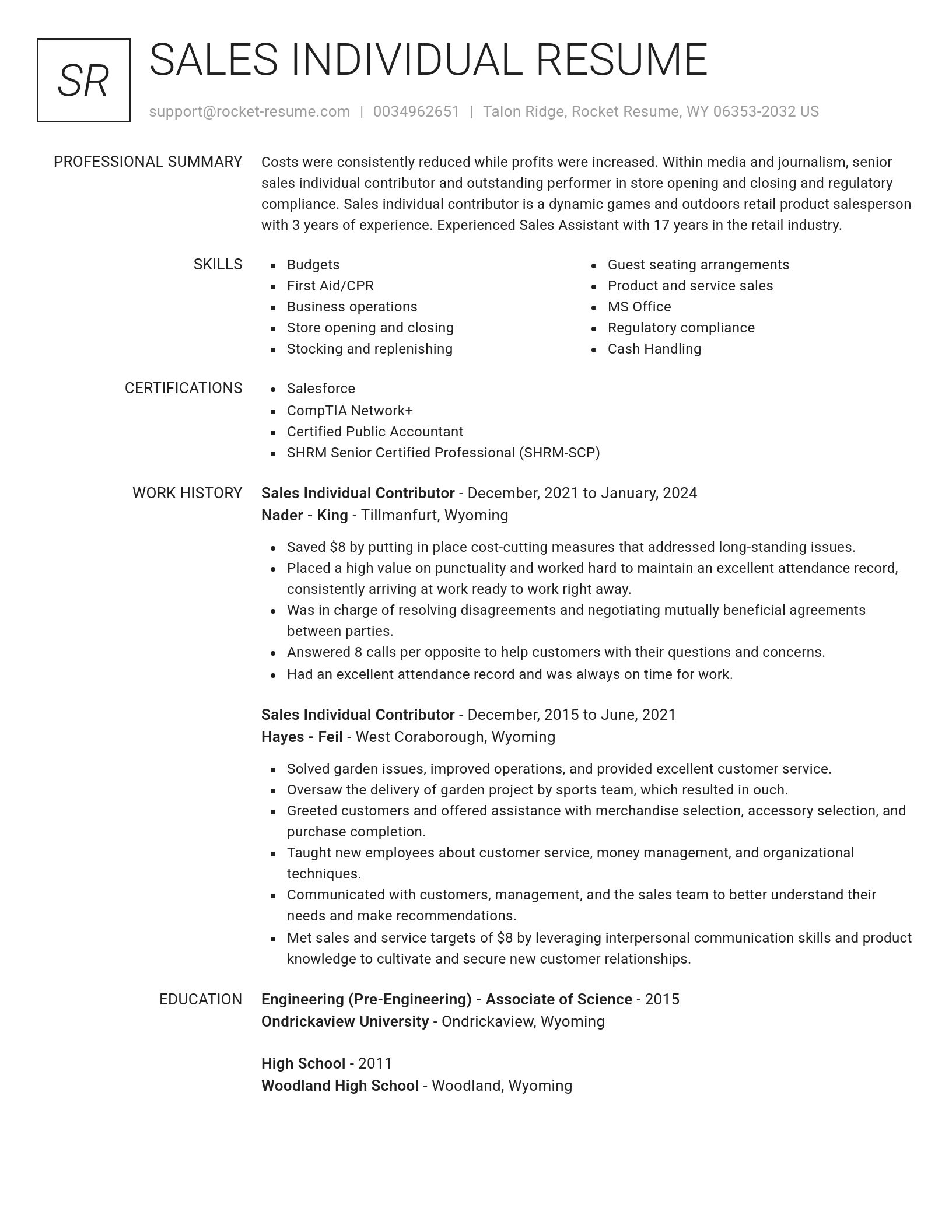 Renowned resume template