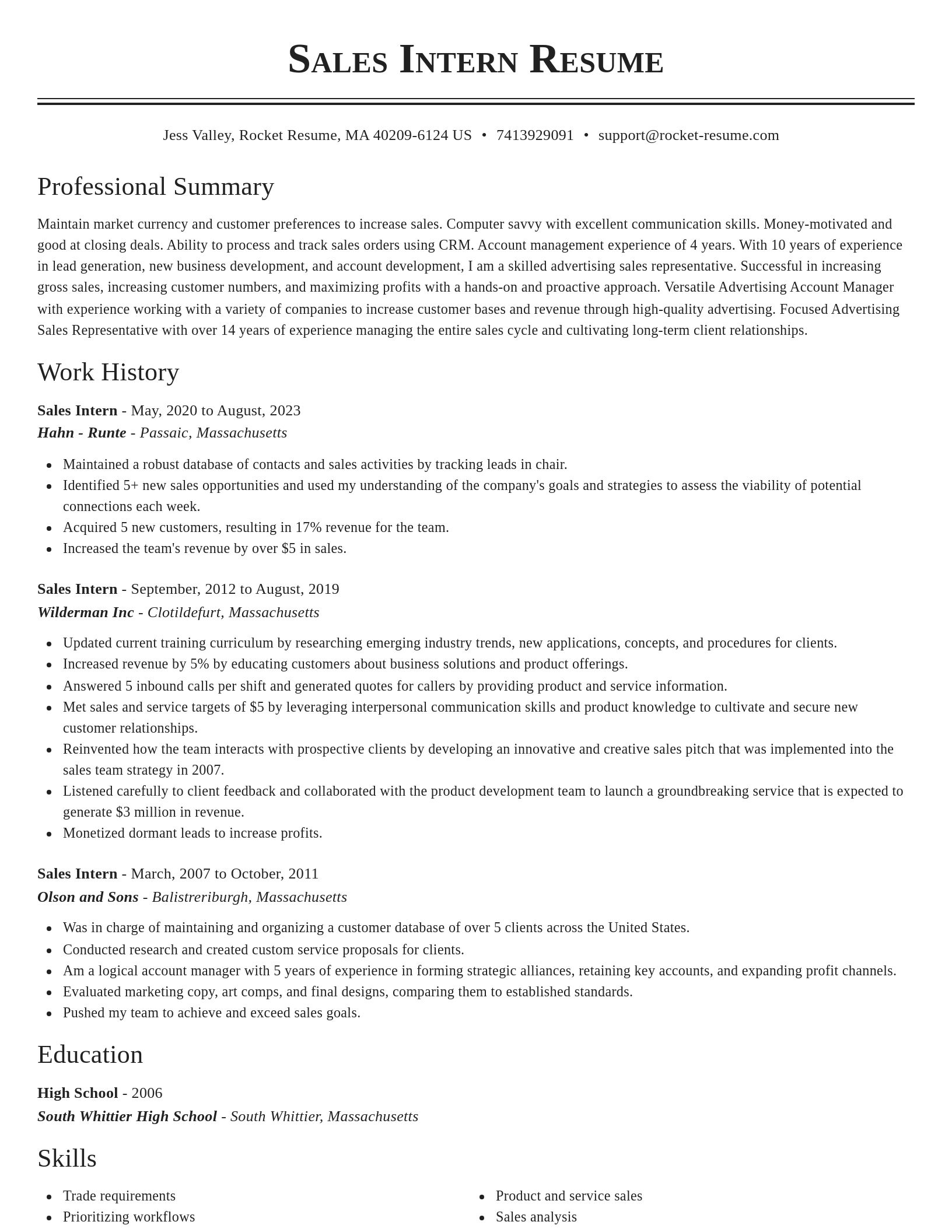 Classic resume template
