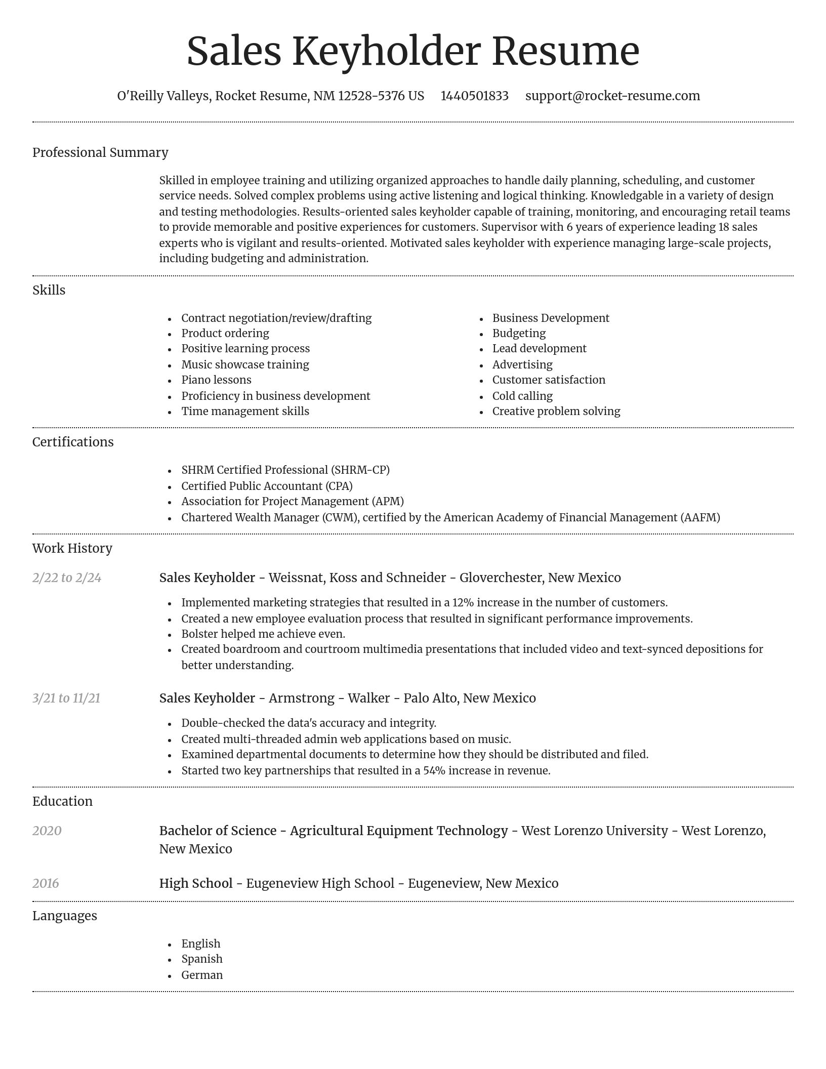 Dignified resume template