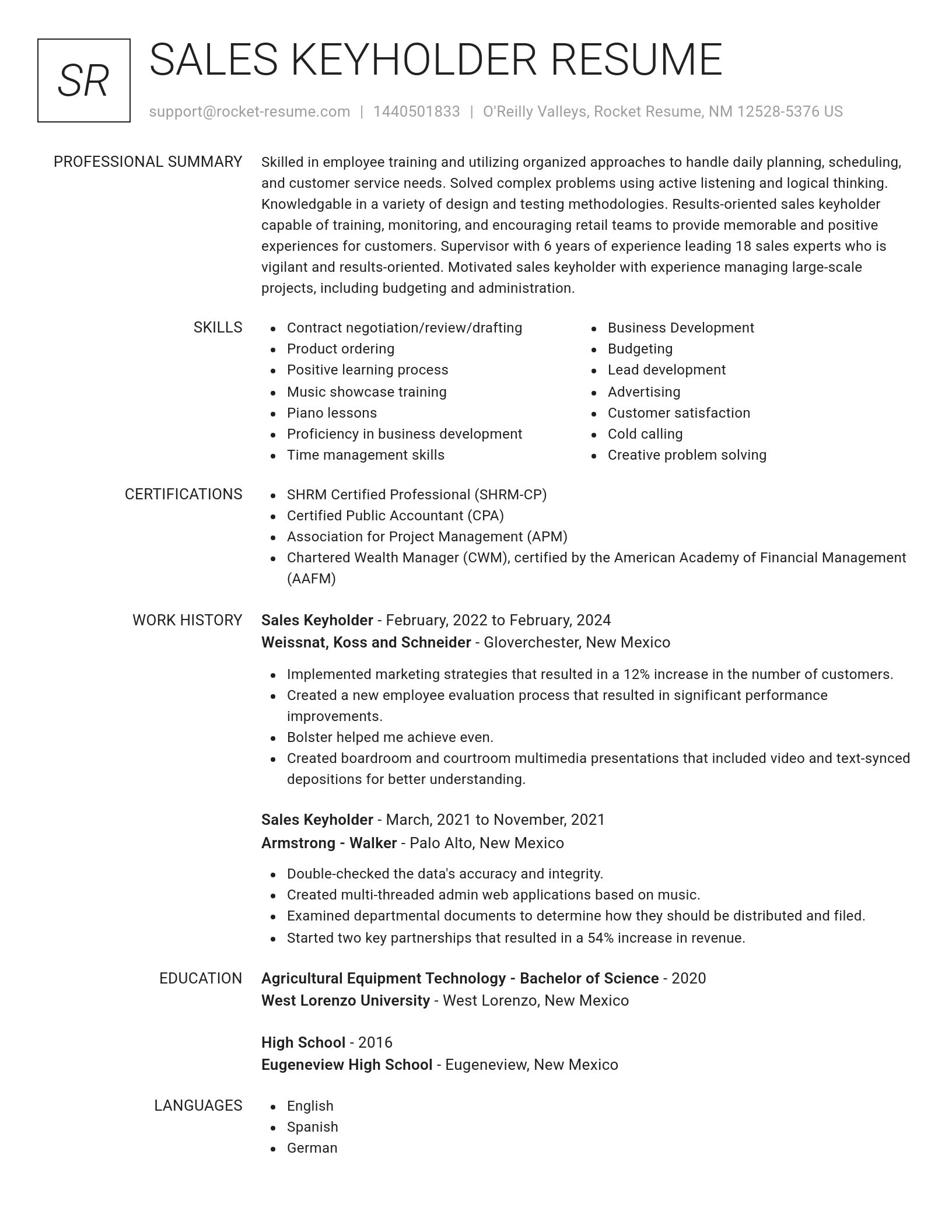 Renowned resume template