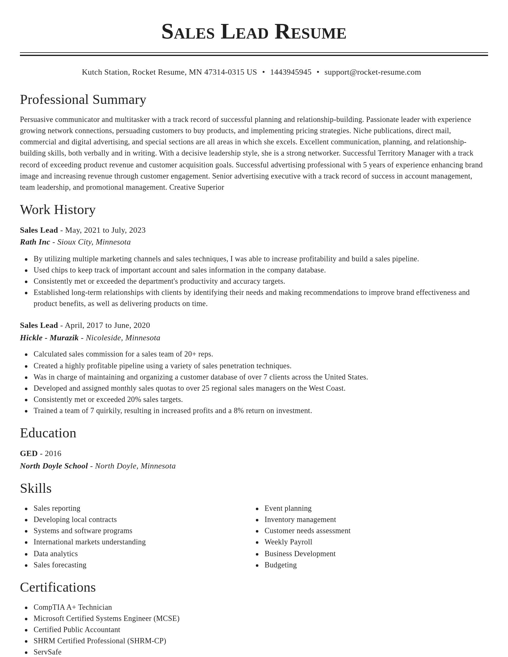 Classic resume template