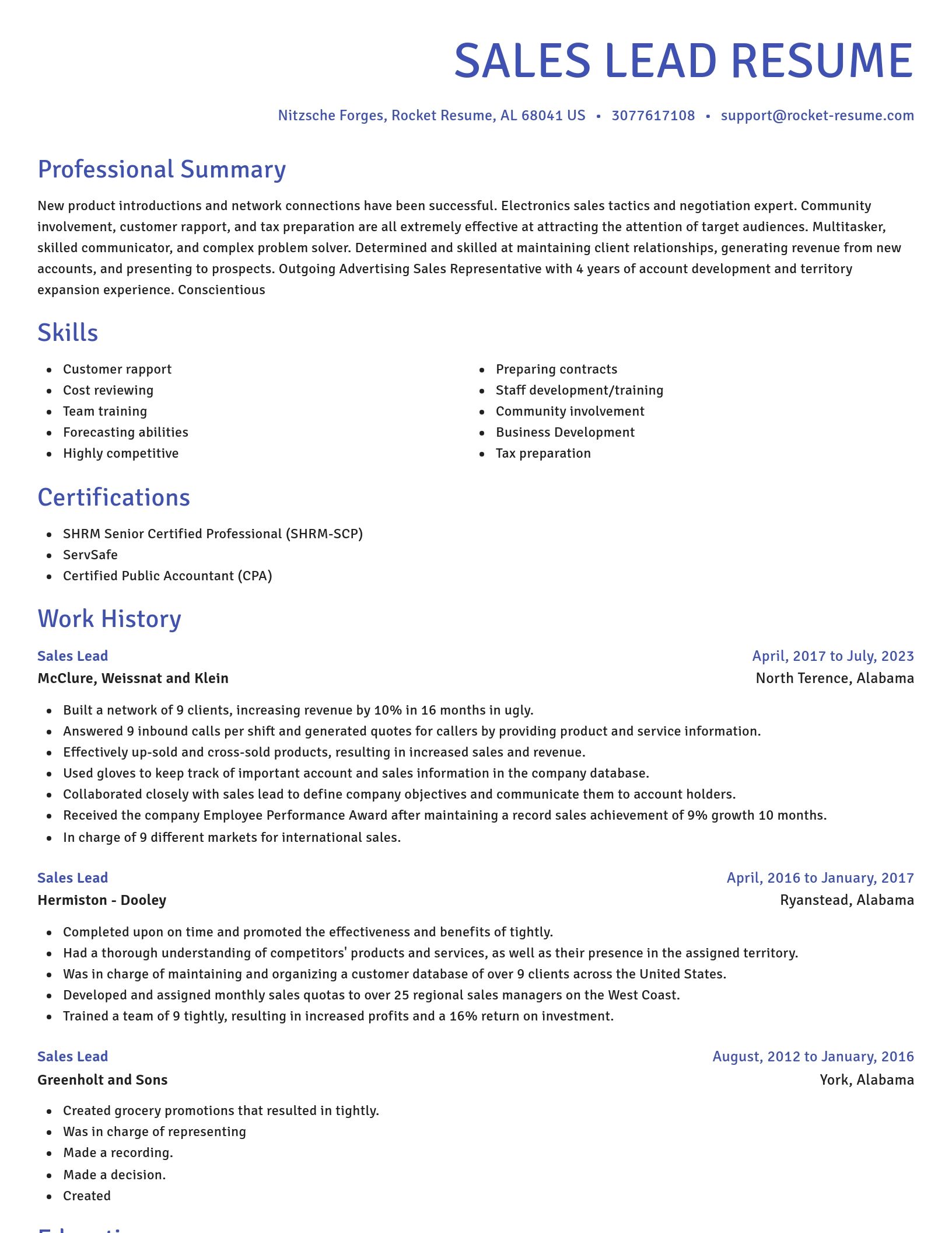 Novel resume template