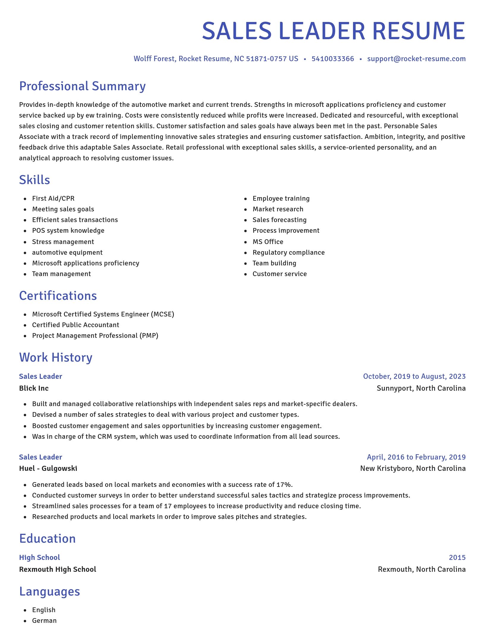 Novel resume template