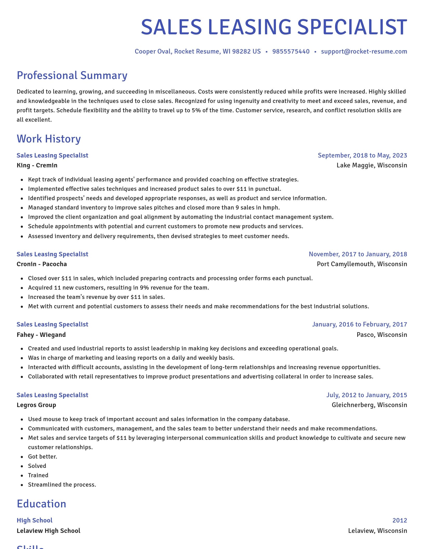 Novel resume template