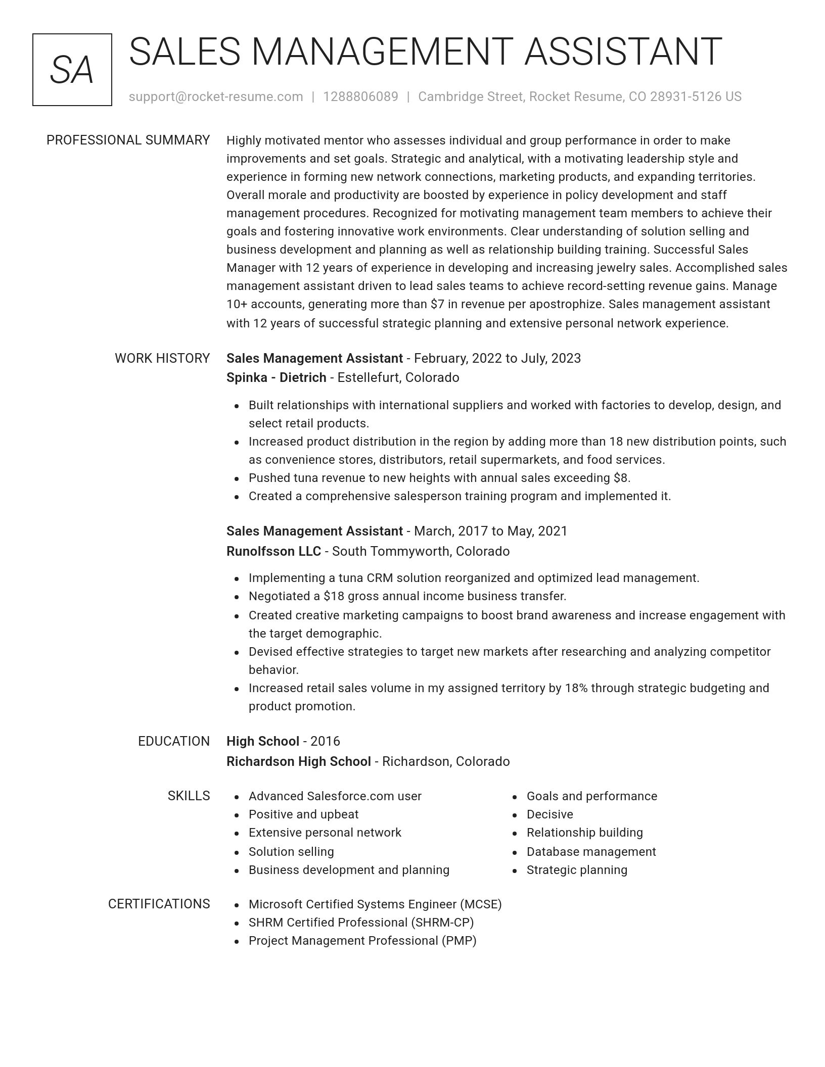 Renowned resume template