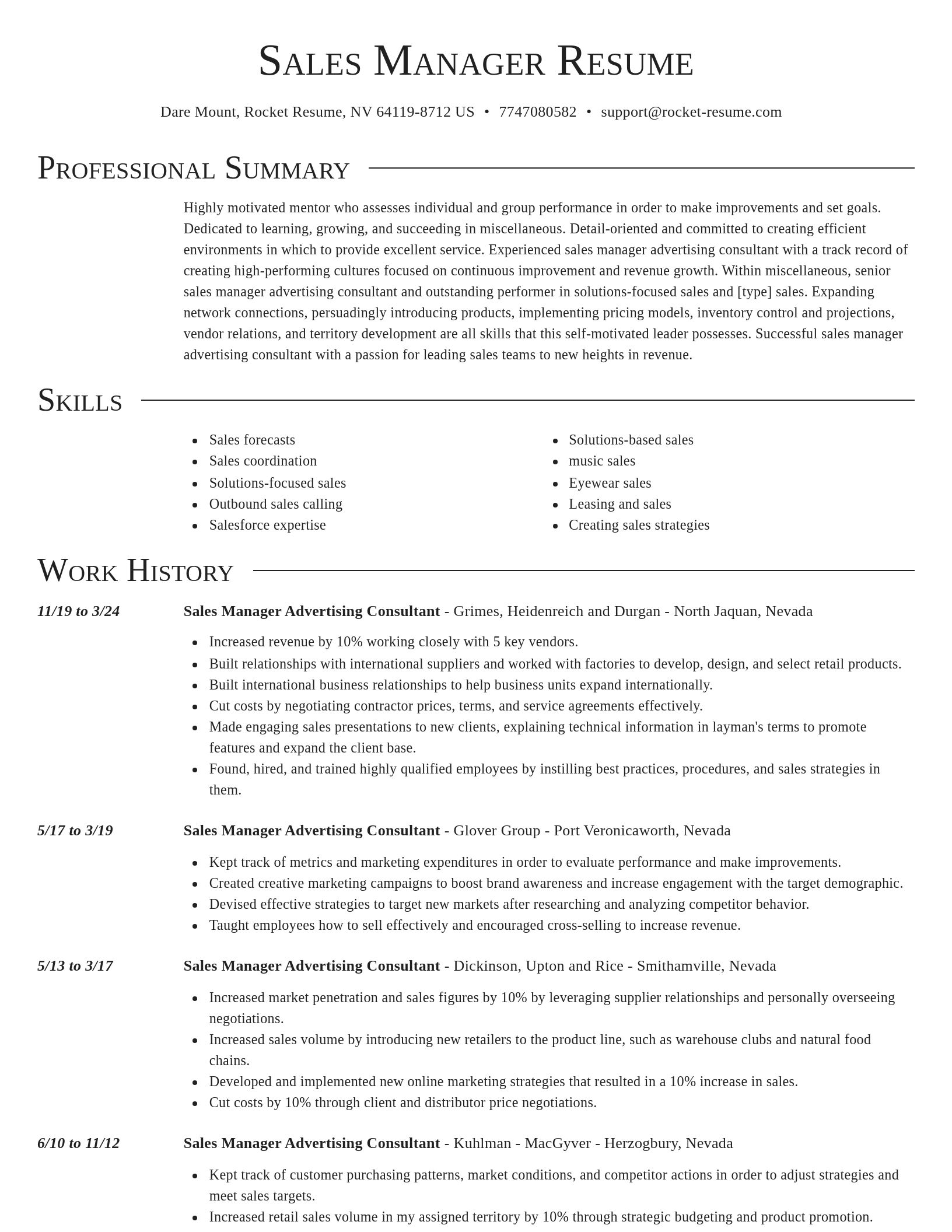 Director resume template