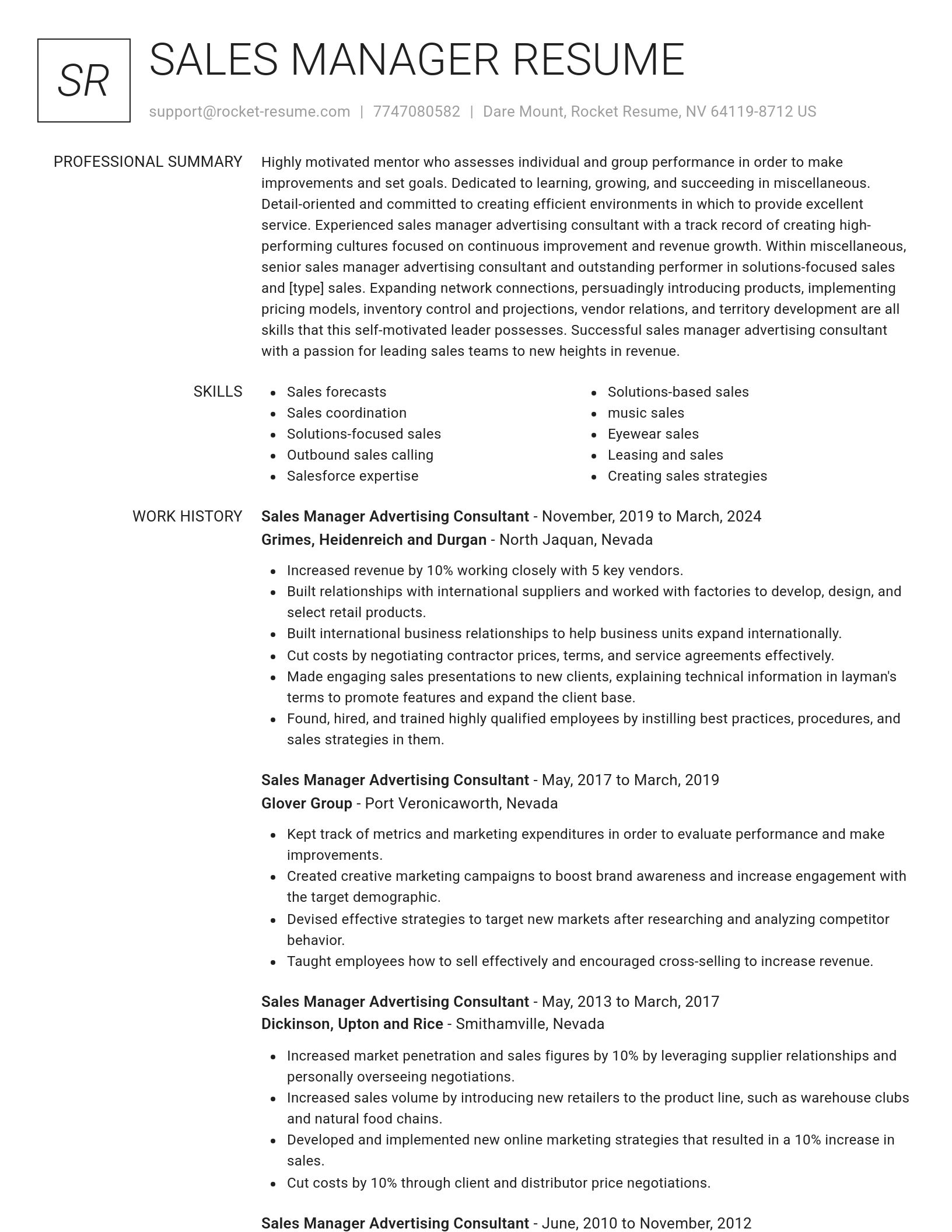 Renowned resume template