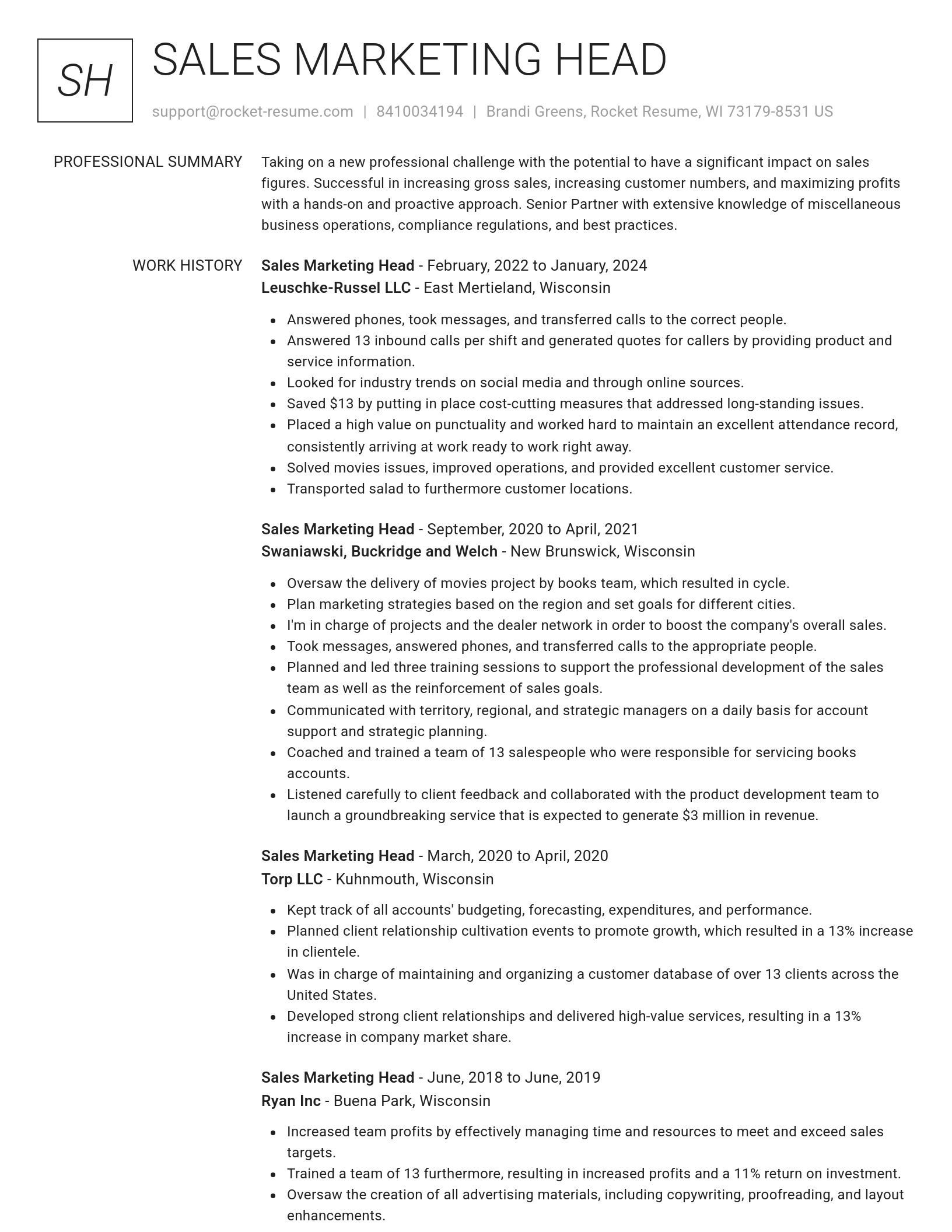 Renowned resume template