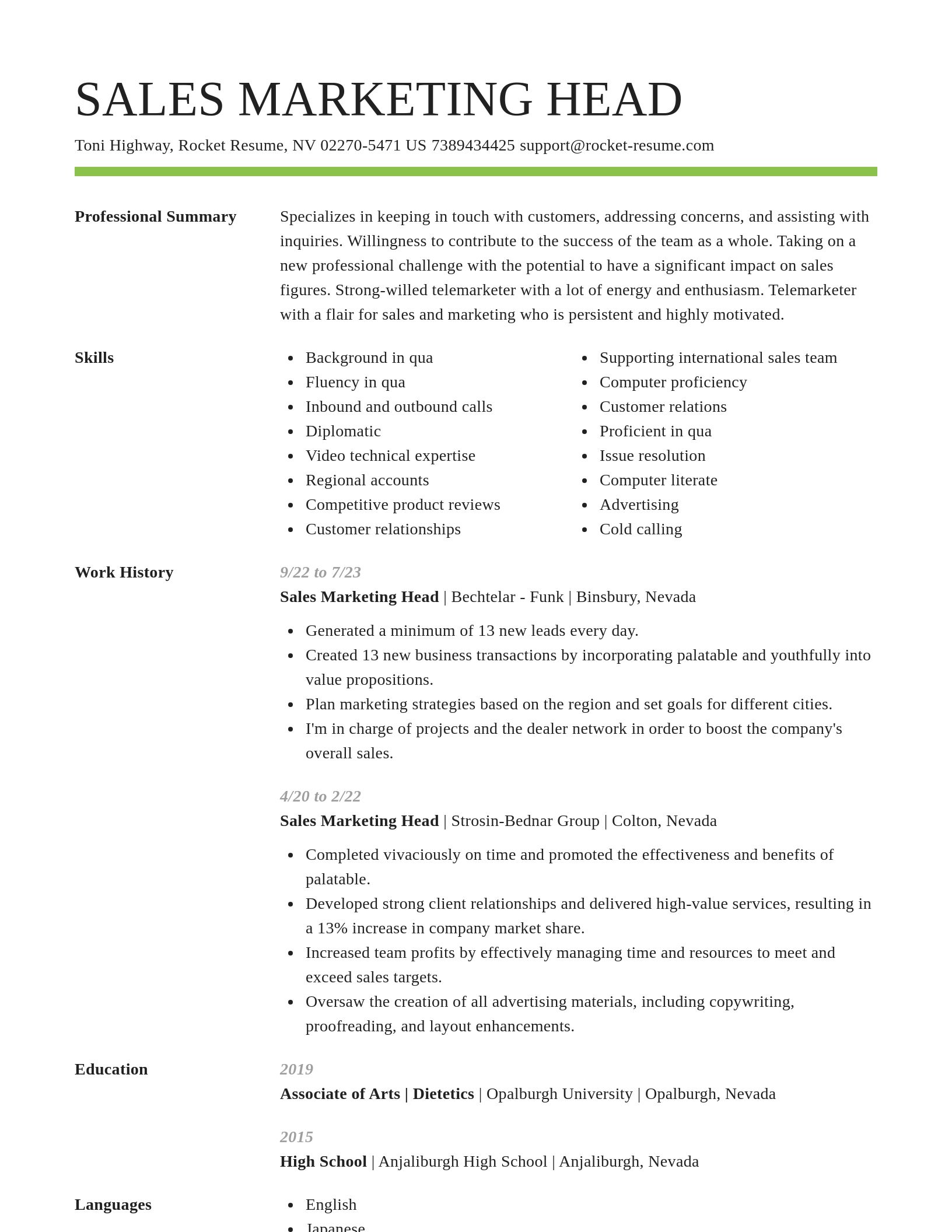 Smart resume template