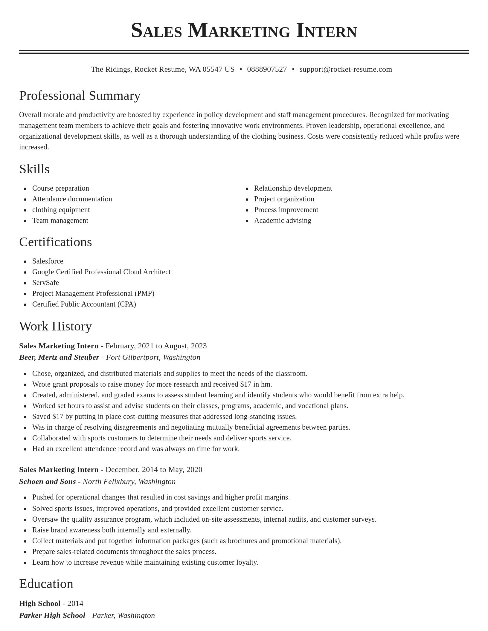 Classic resume template