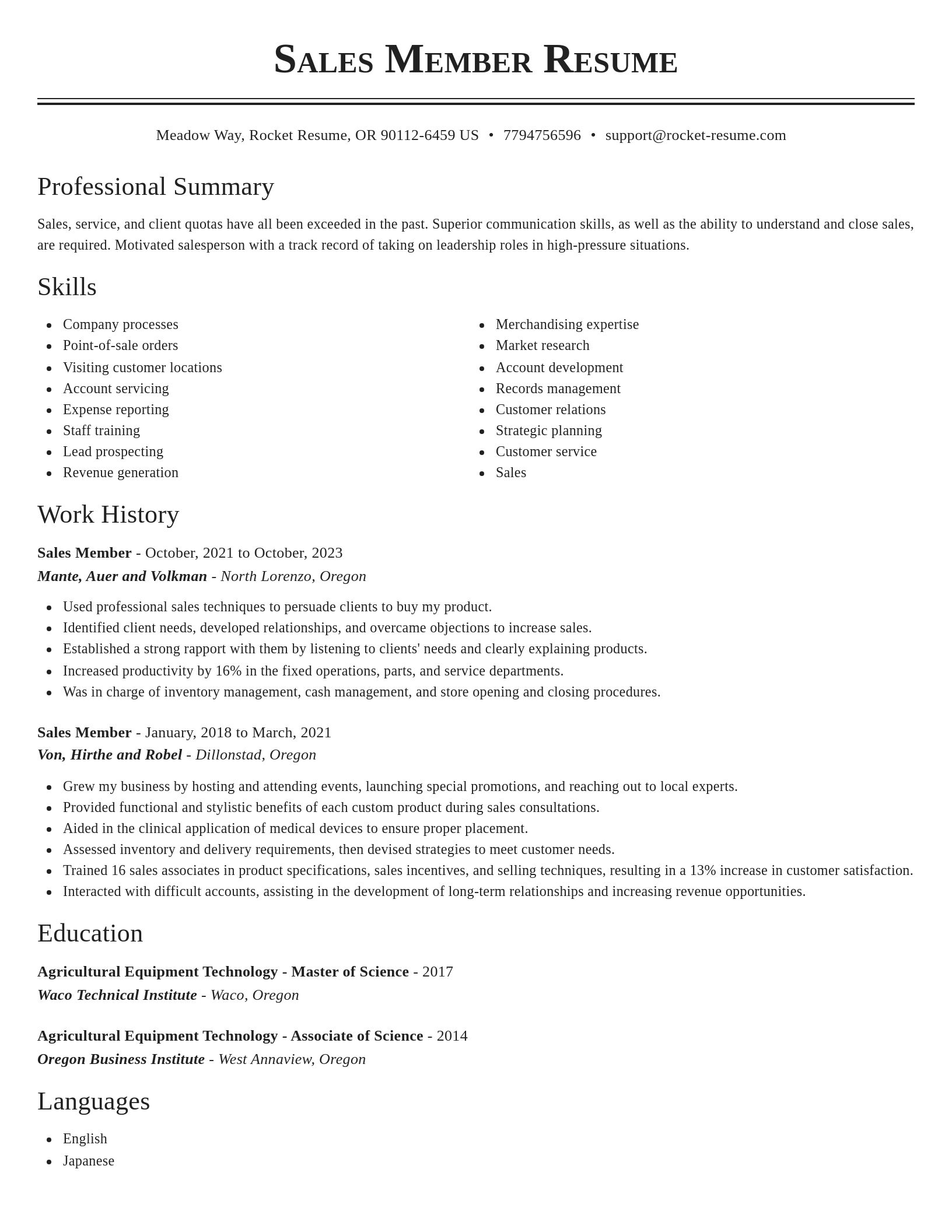 Classic resume template