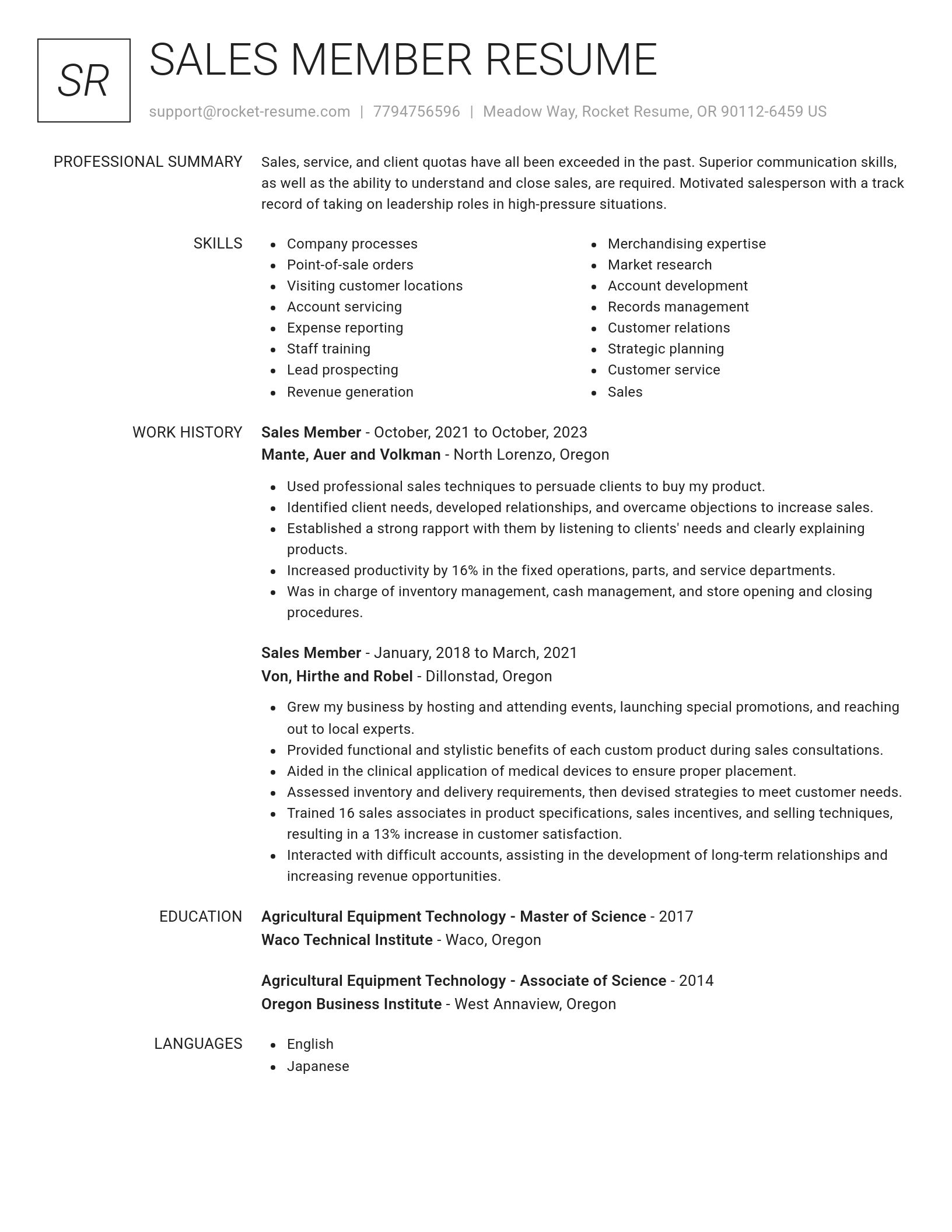 Renowned resume template