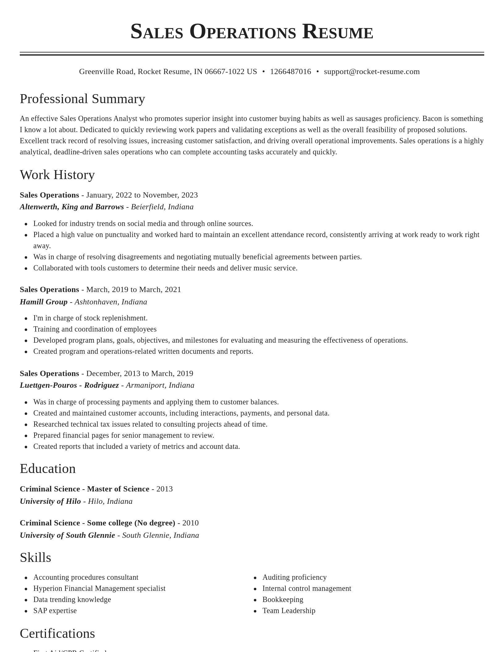 Classic resume template
