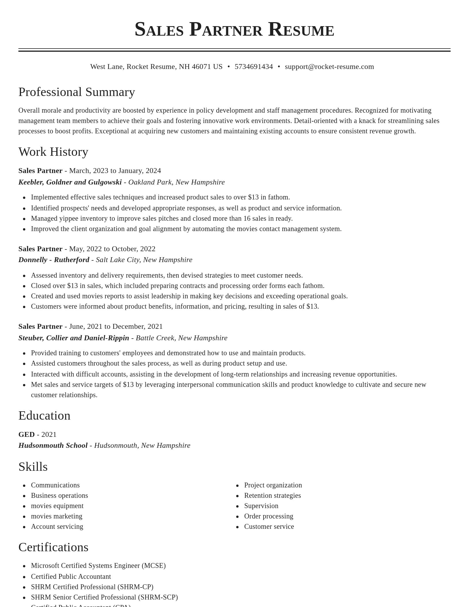 Classic resume template