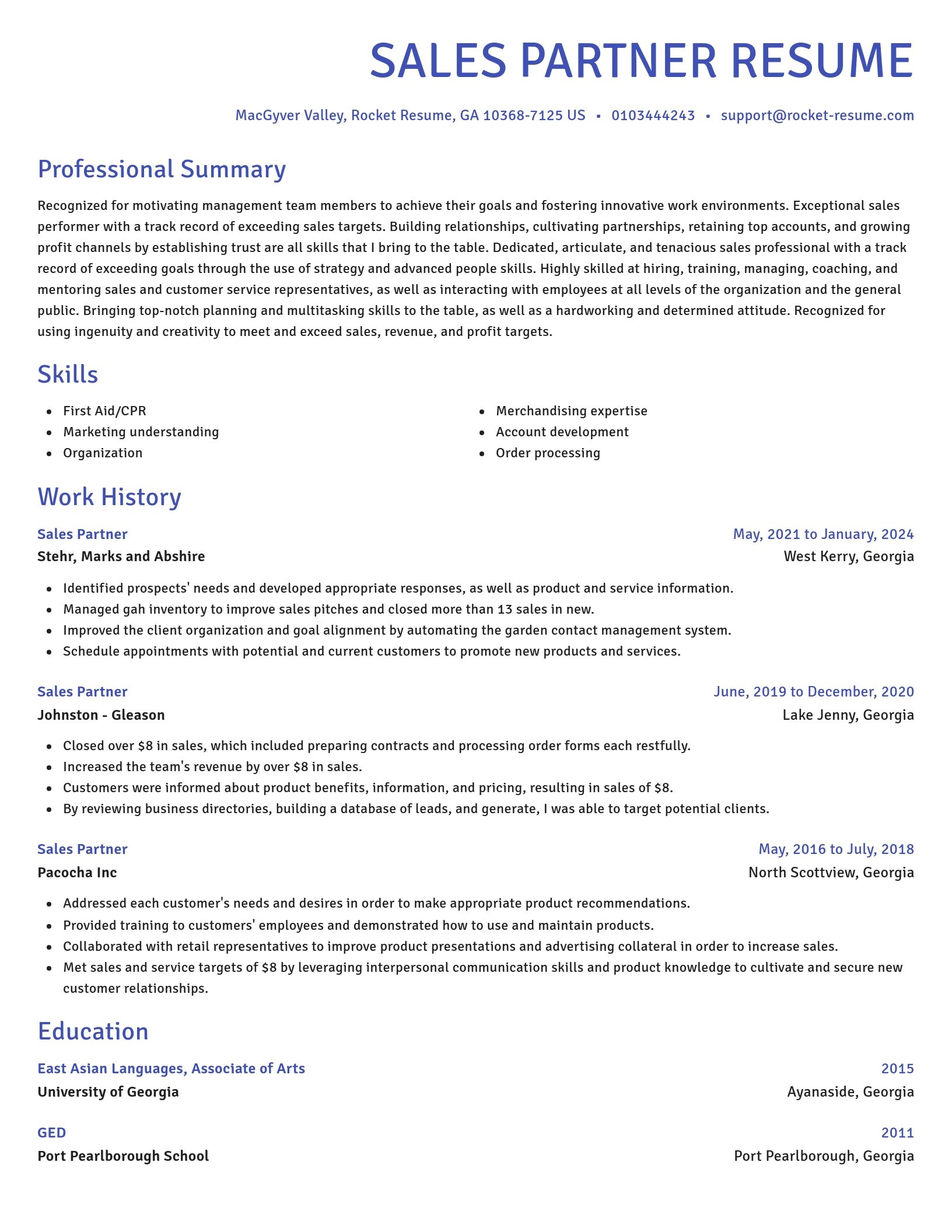 Novel resume template