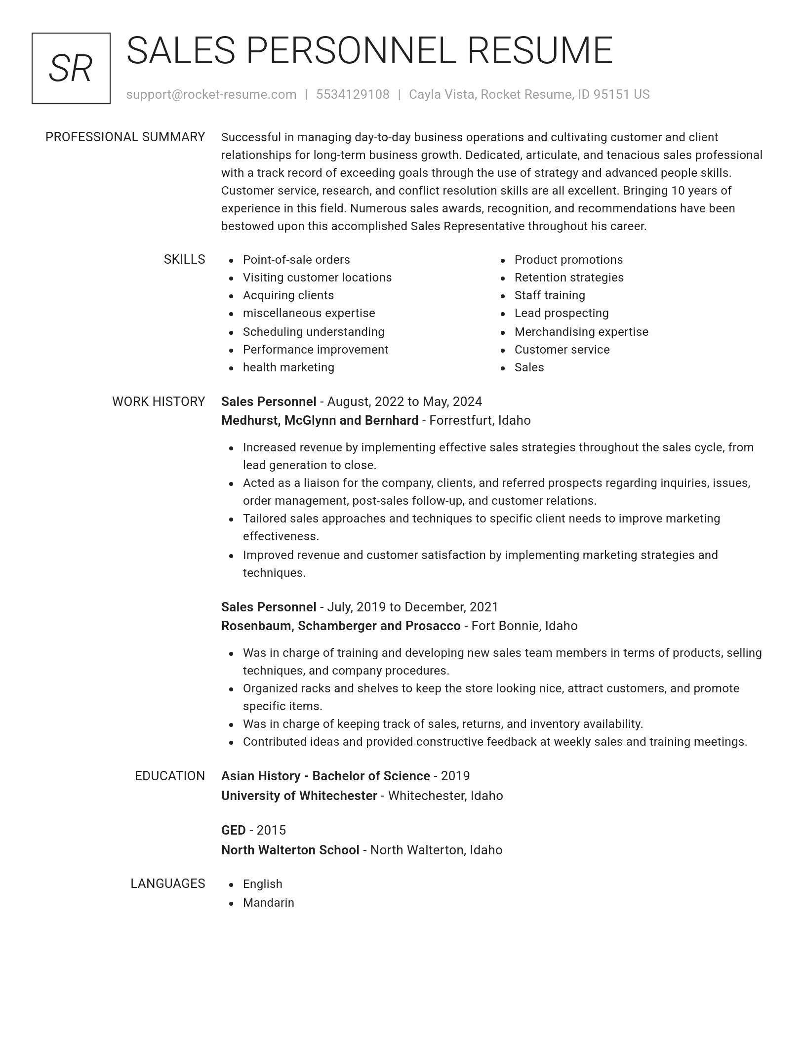 Renowned resume template