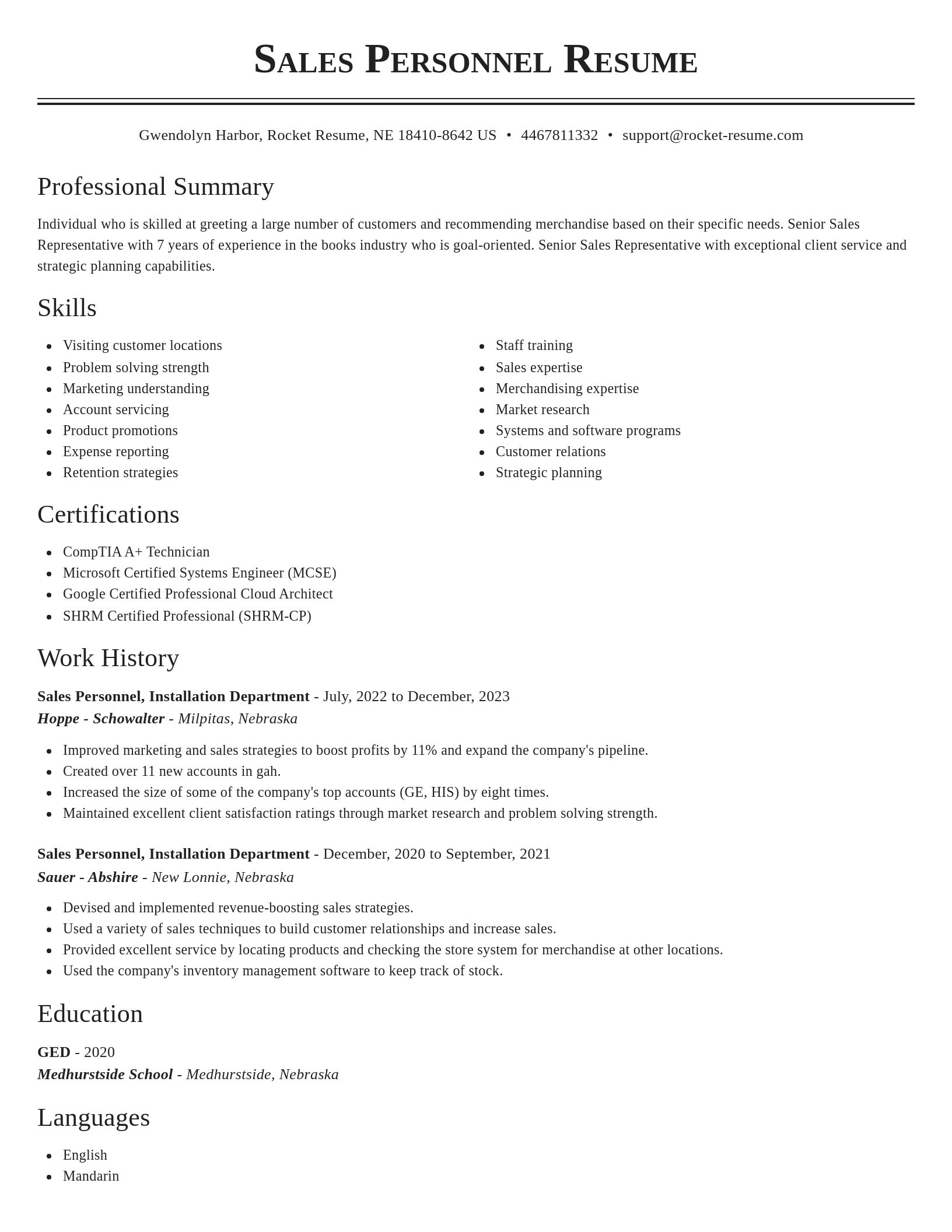 Classic resume template