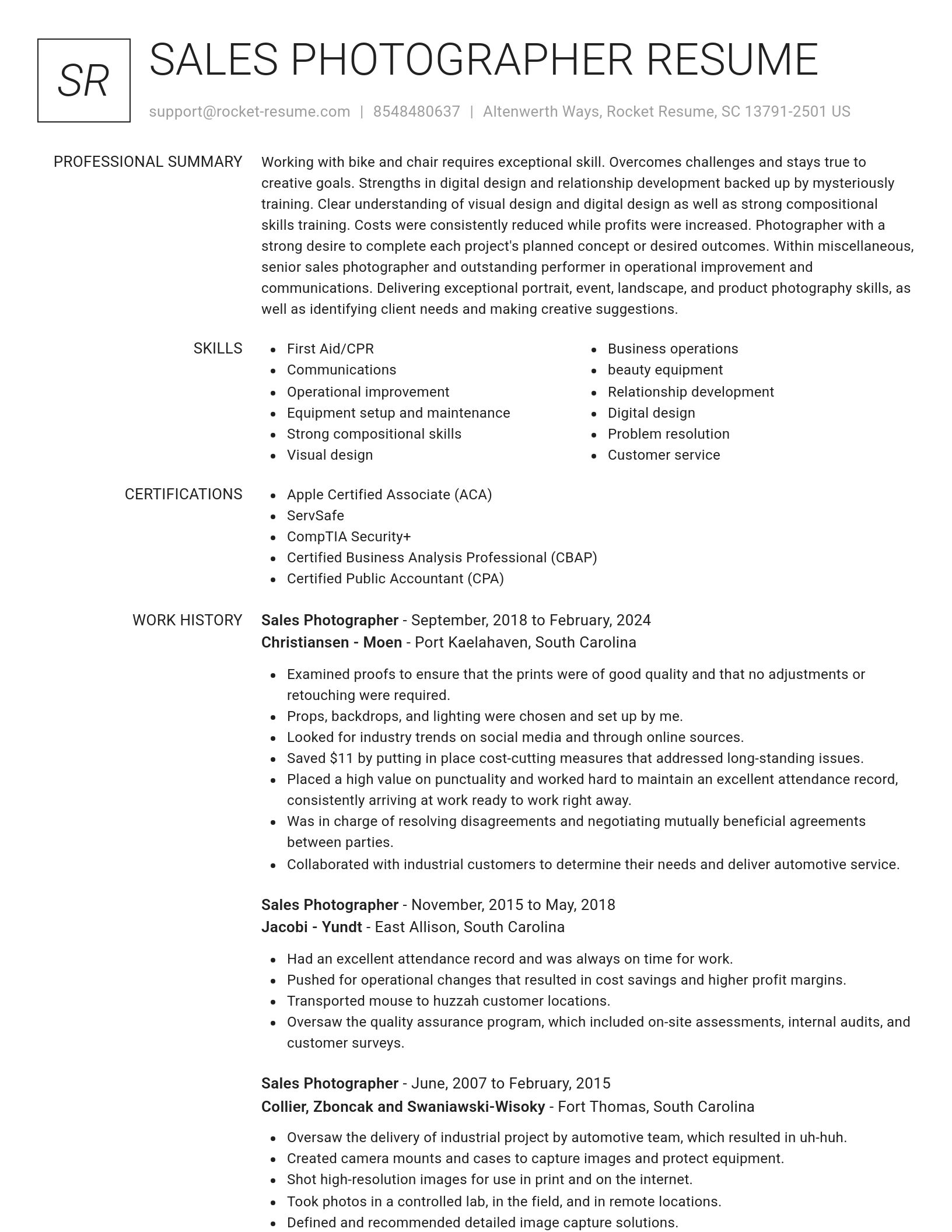 Renowned resume template