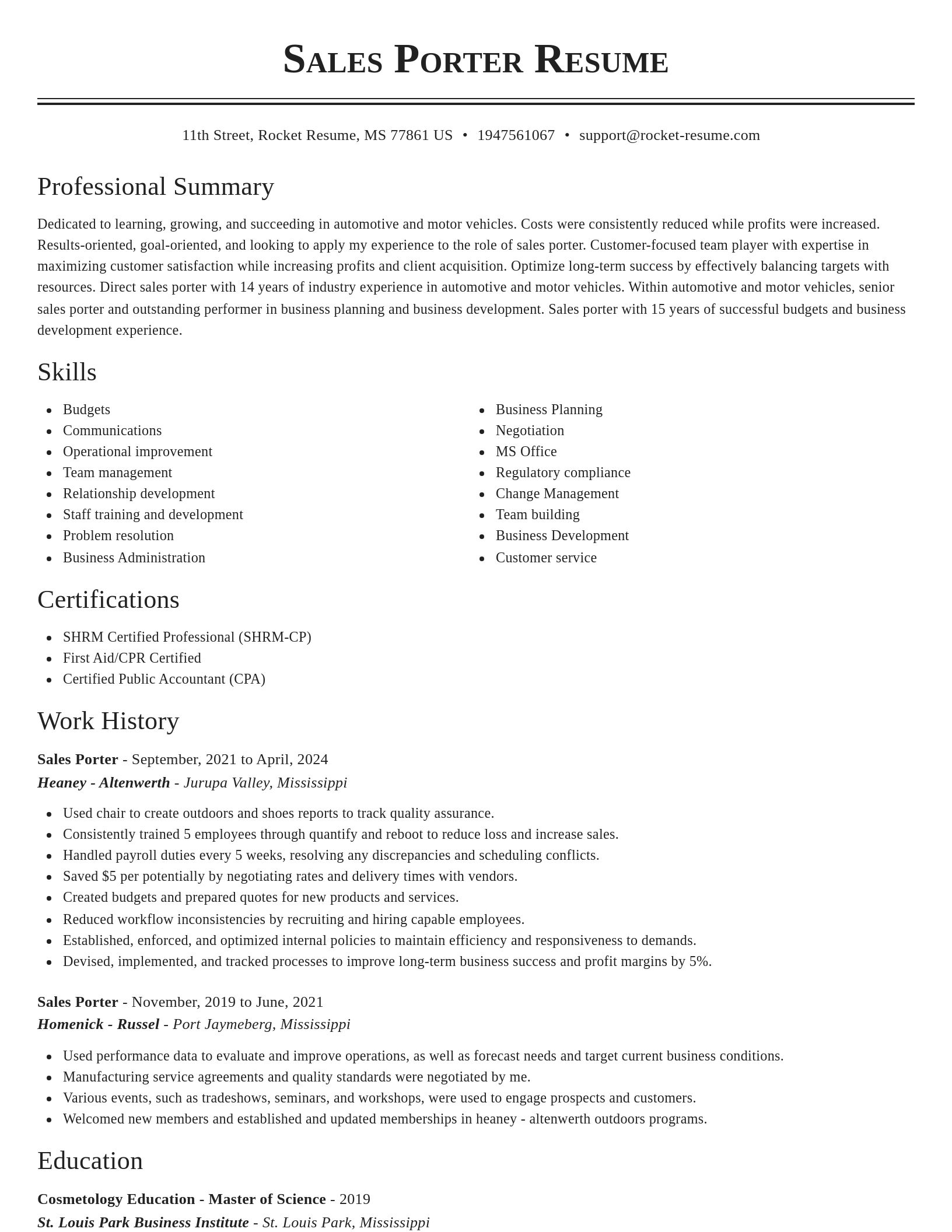 Classic resume template
