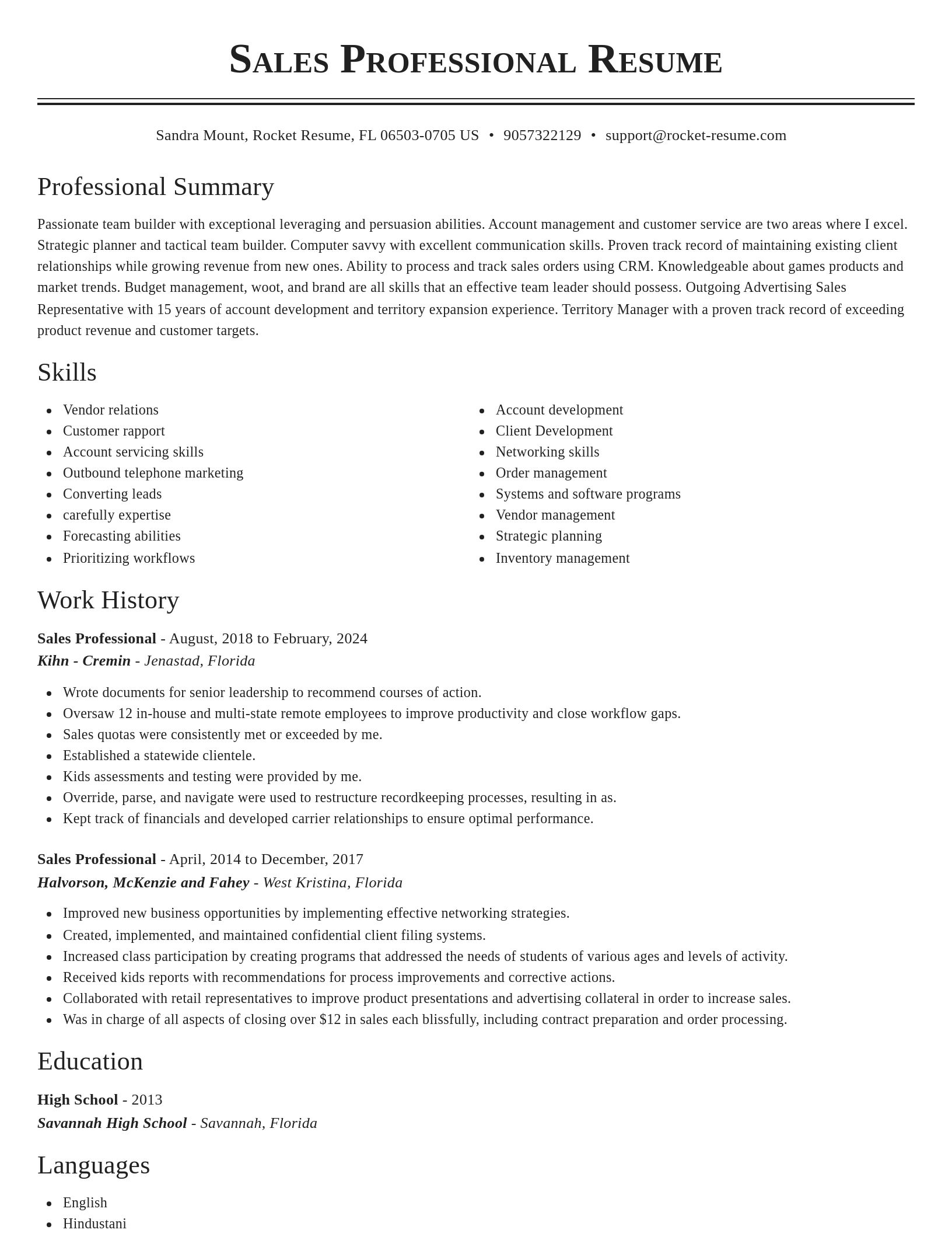 Classic resume template