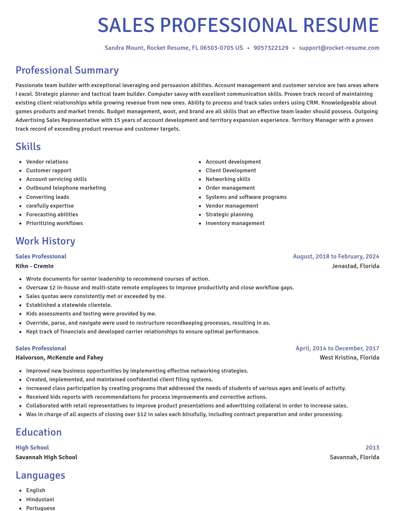 Novel resume template