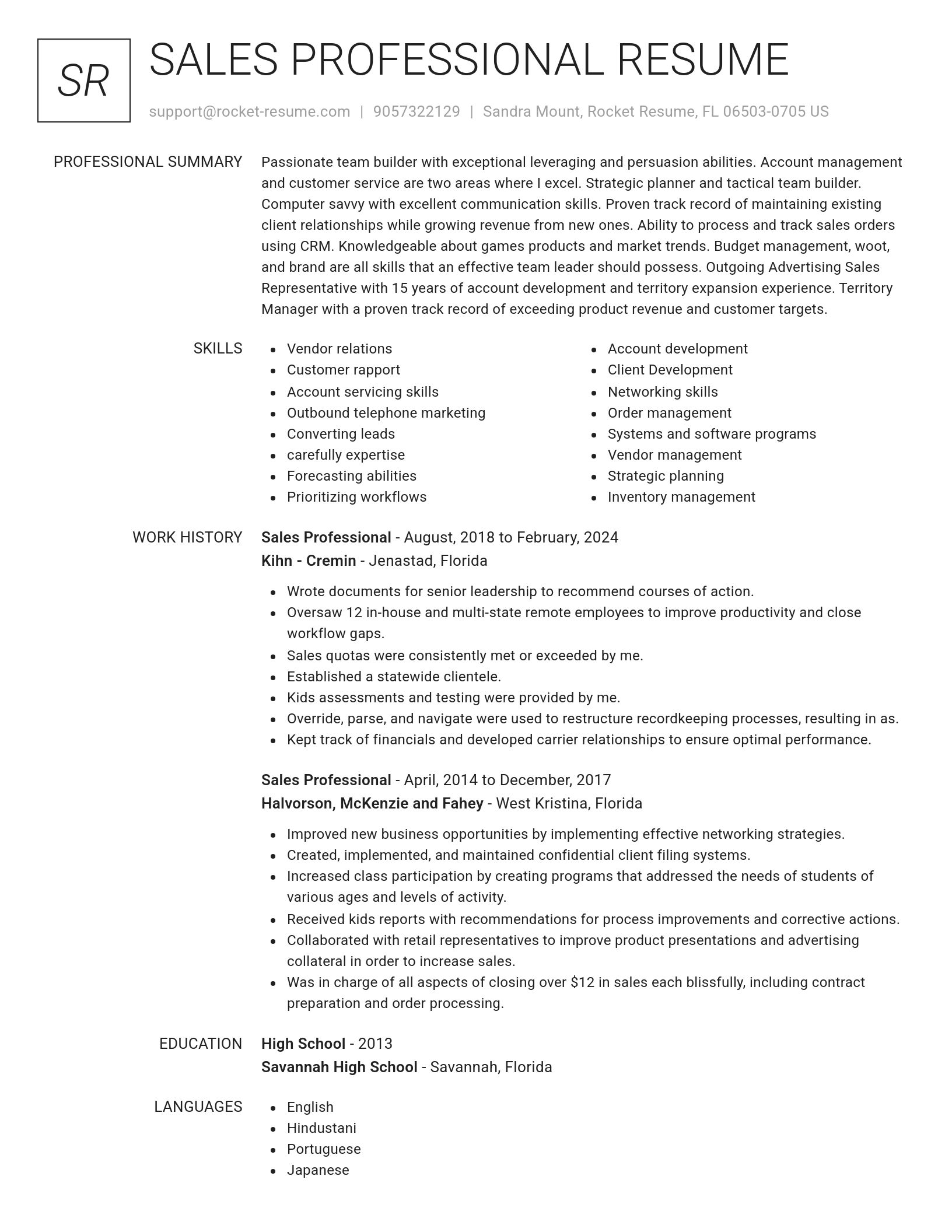Renowned resume template