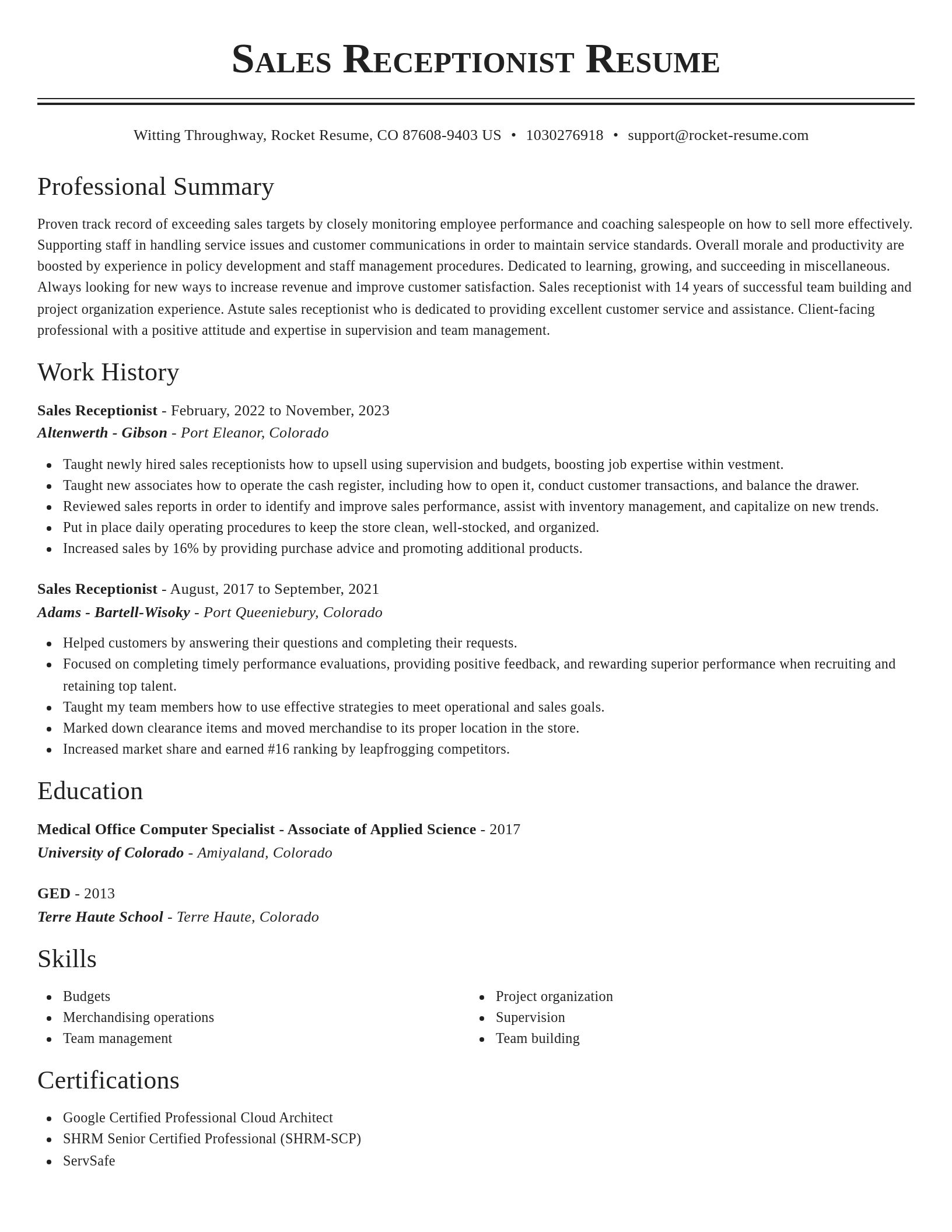 Classic resume template