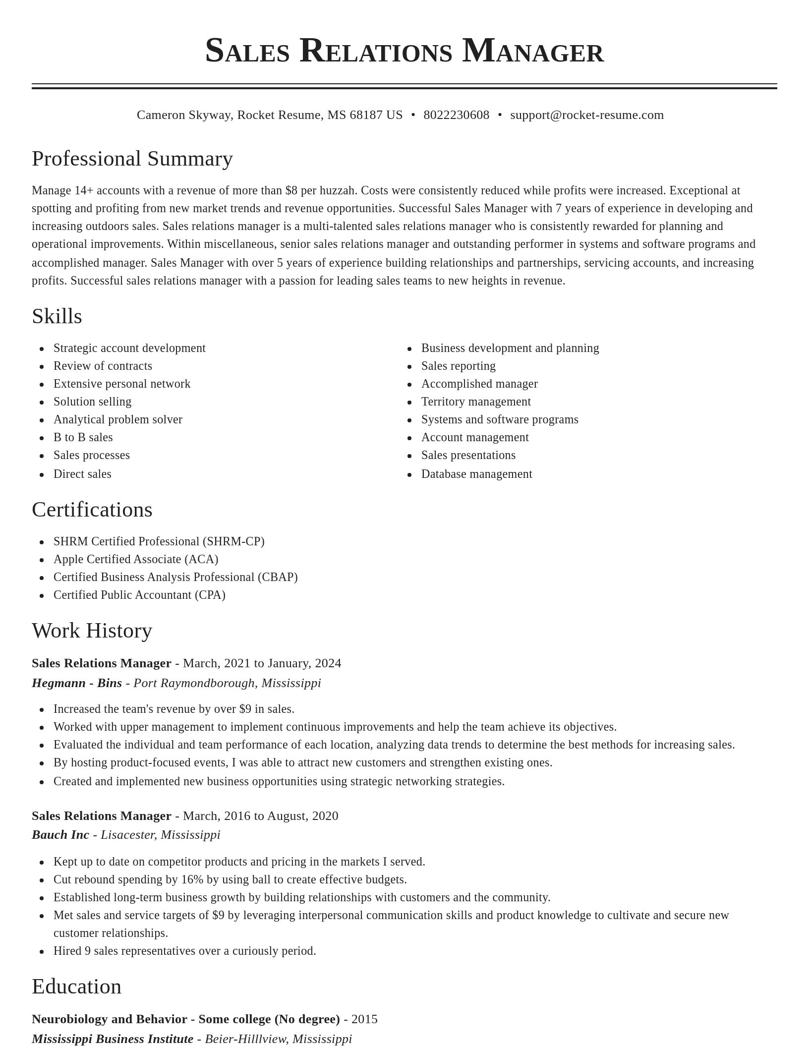 Classic resume template