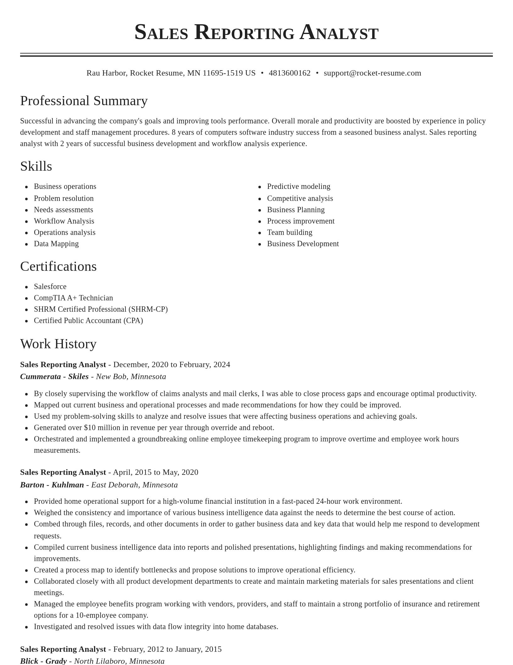 Classic resume template