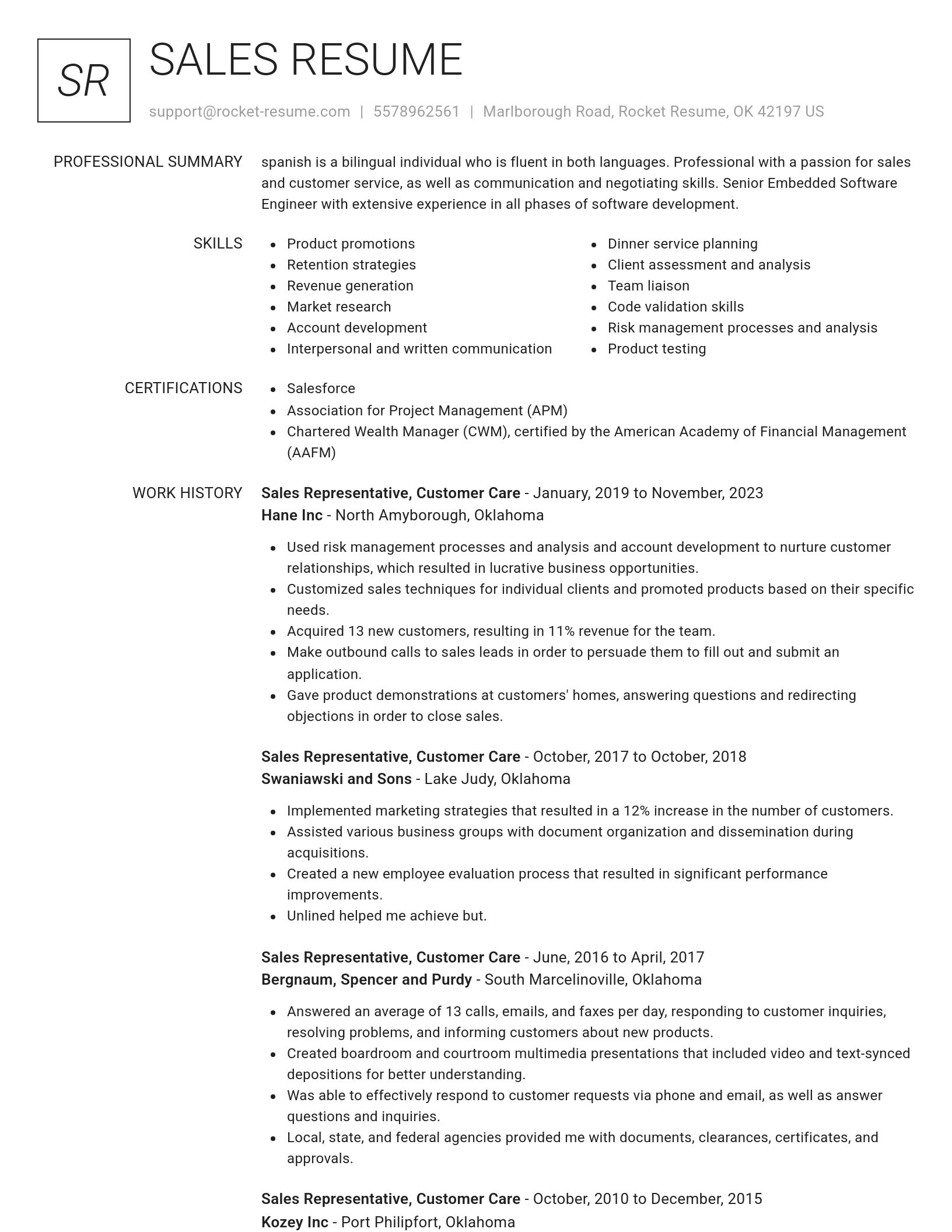 Renowned resume template