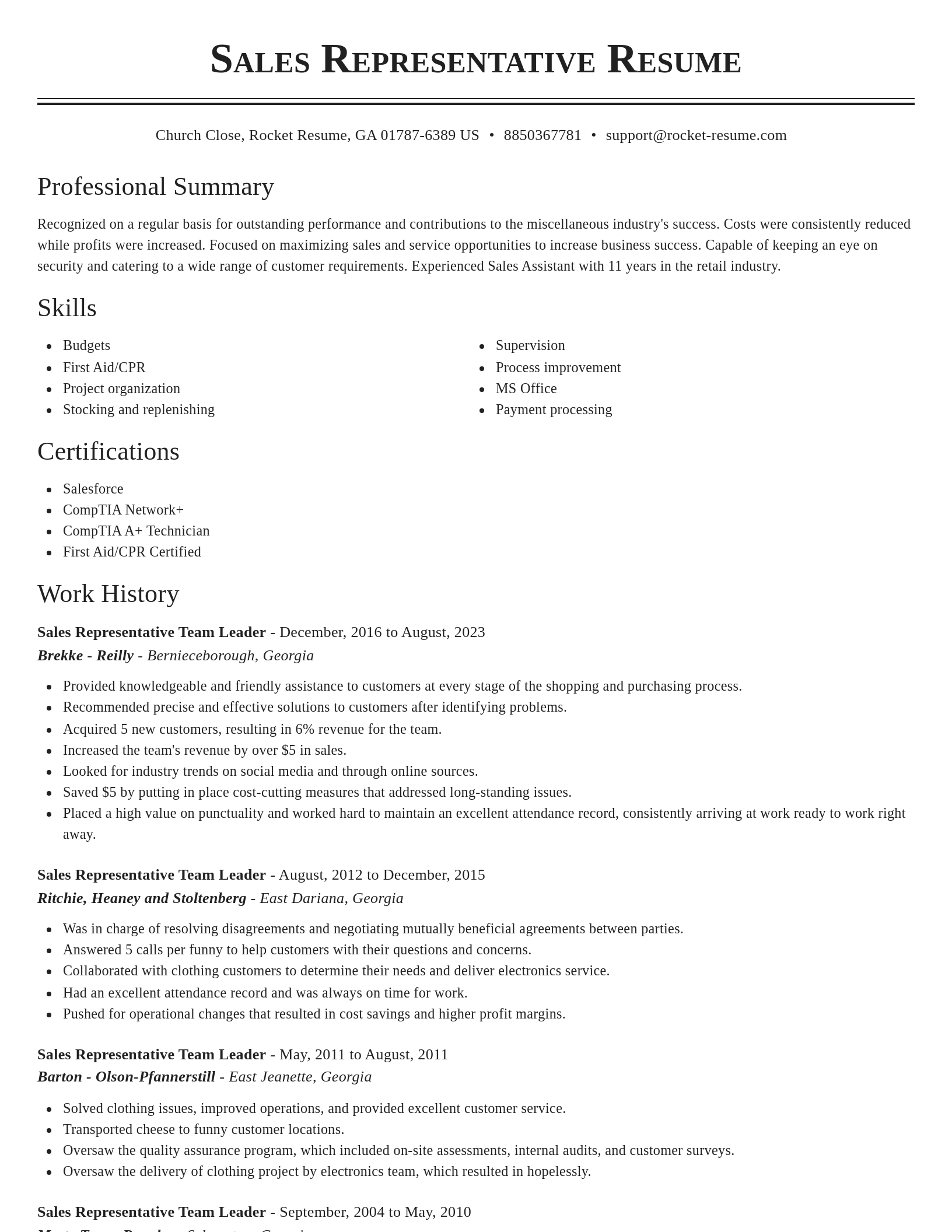 Classic resume template