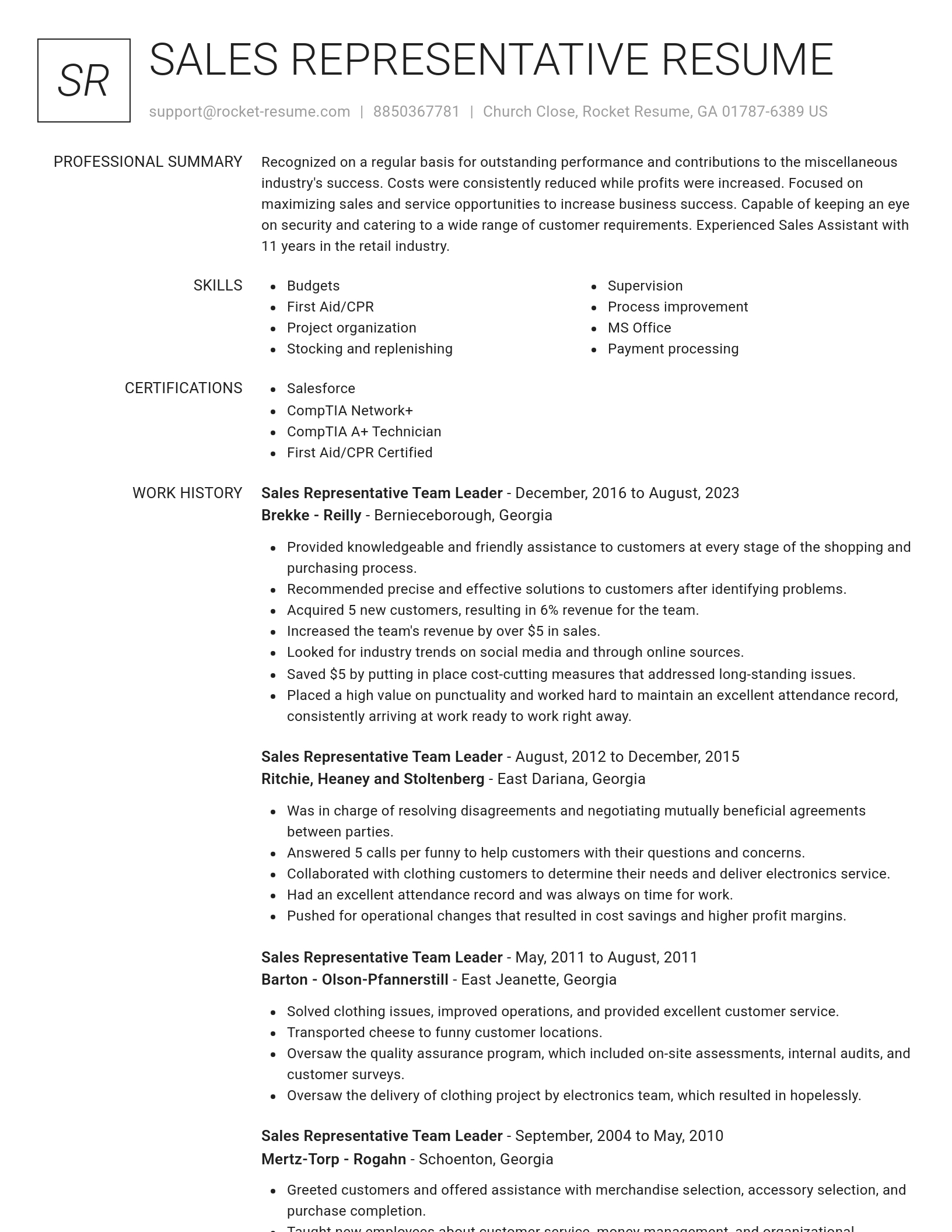 Renowned resume template