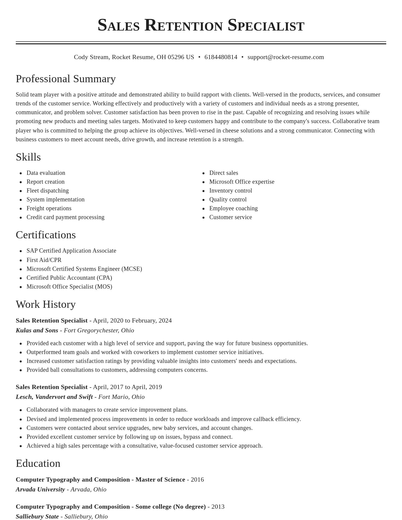 Classic resume template