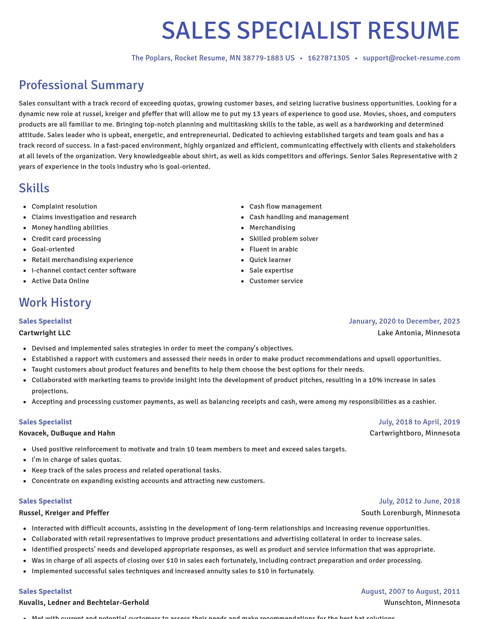 Novel resume template