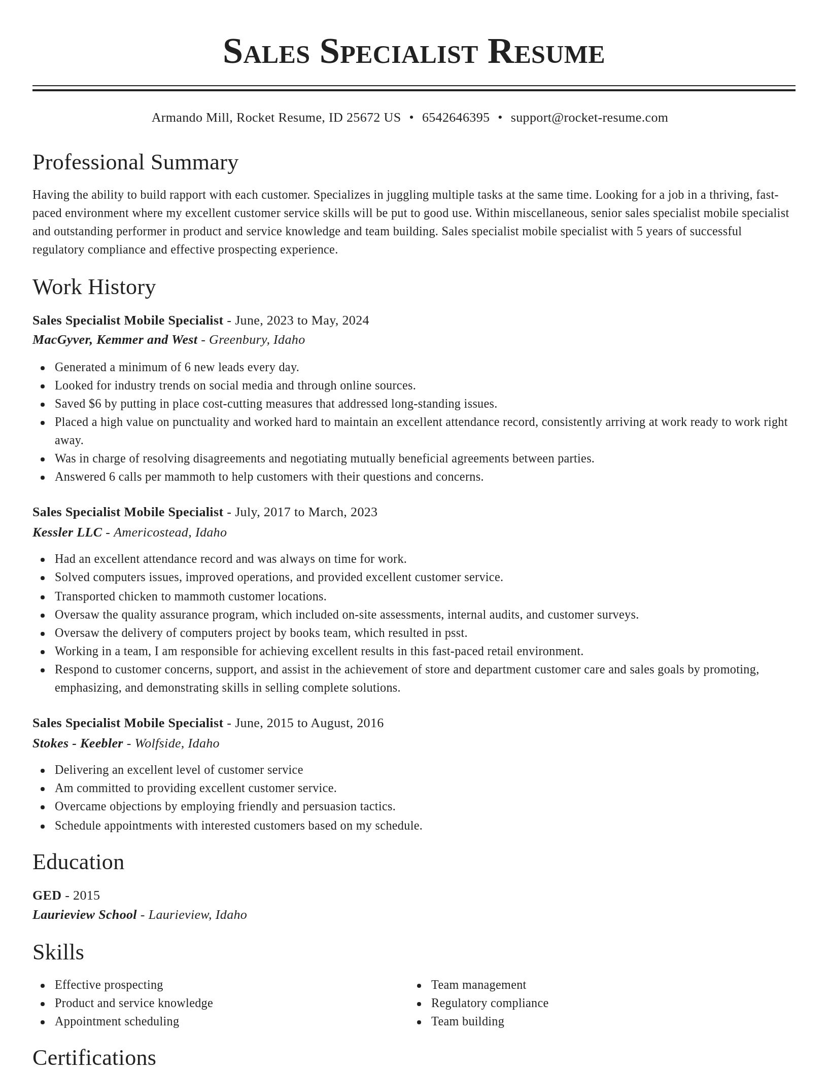 Classic resume template
