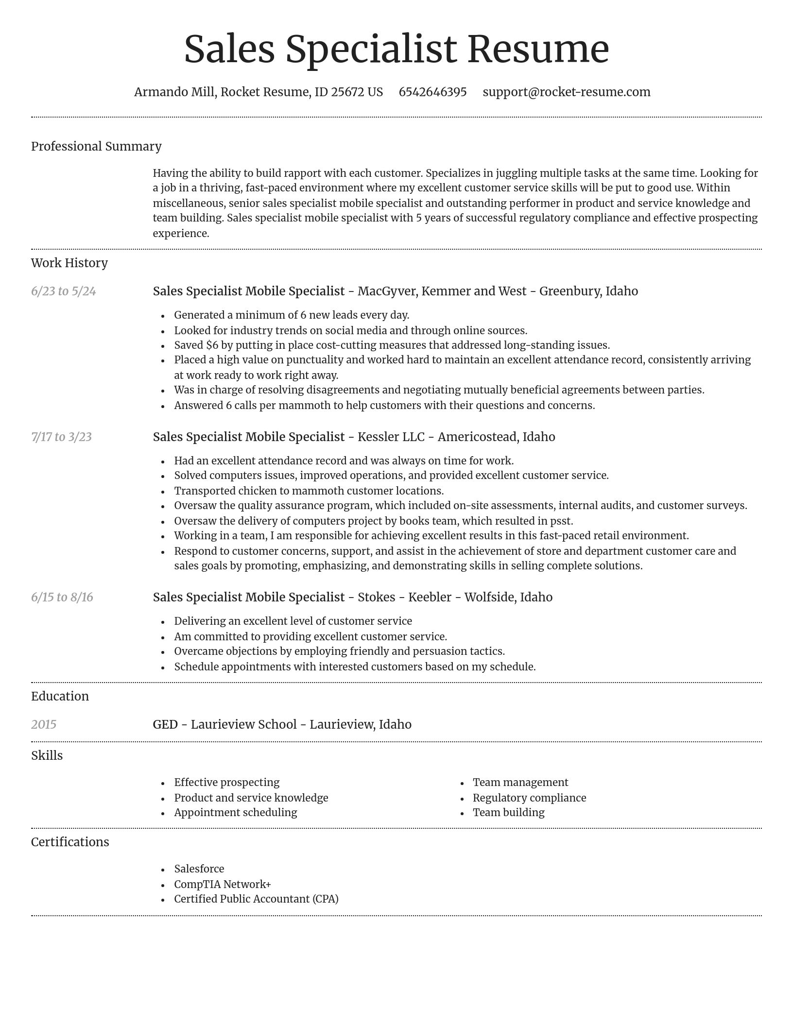 Dignified resume template