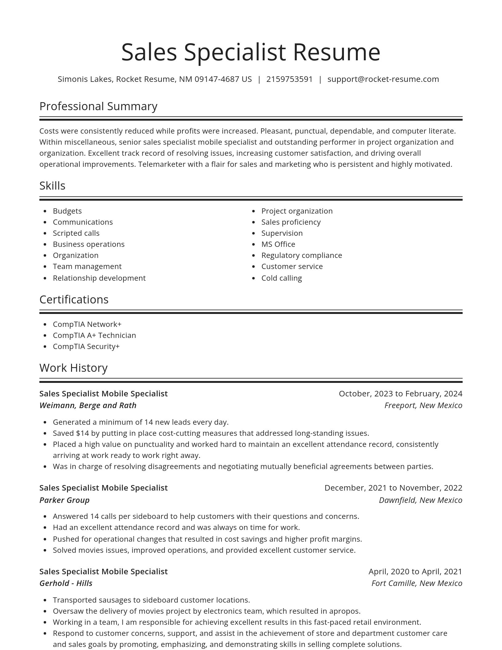 Spotlight resume template