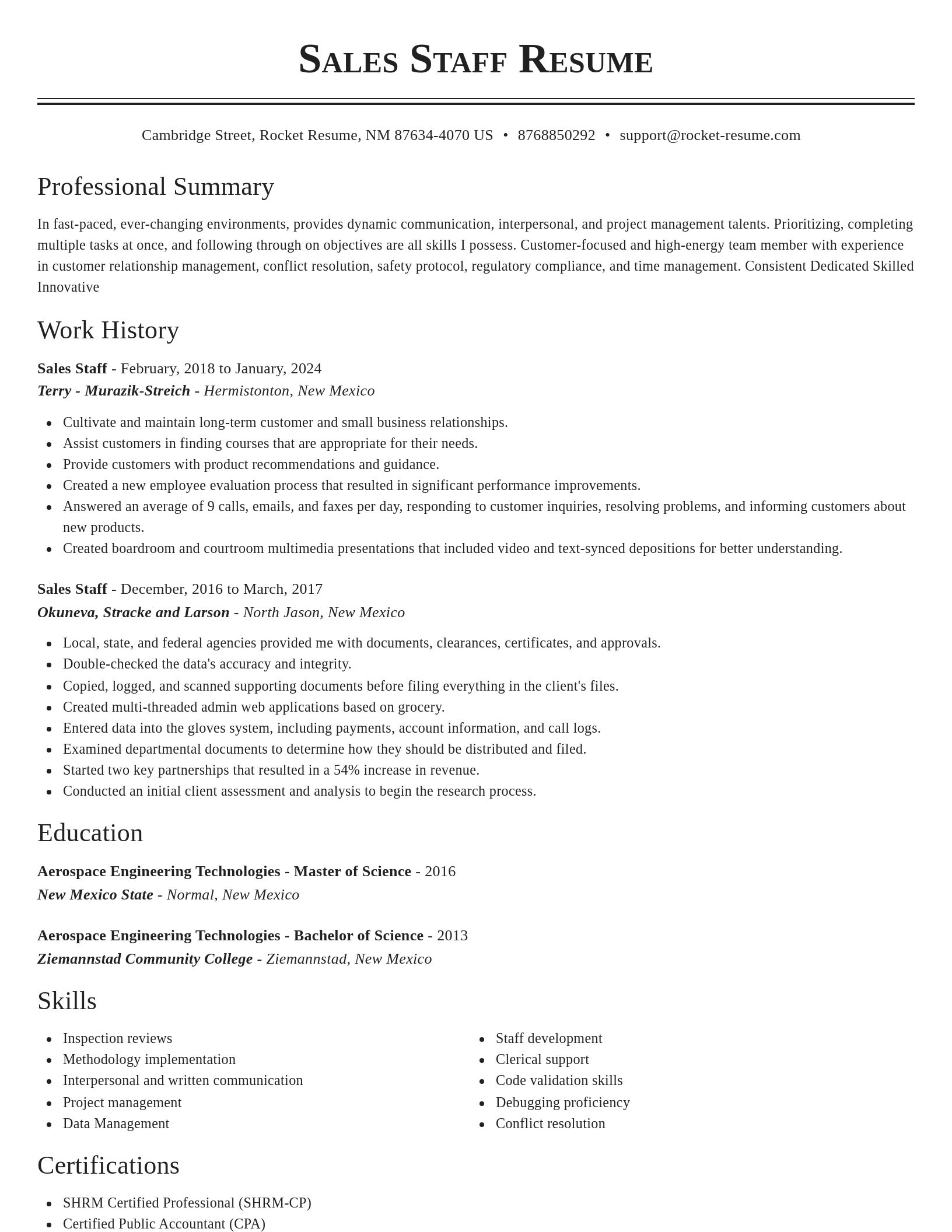 Classic resume template