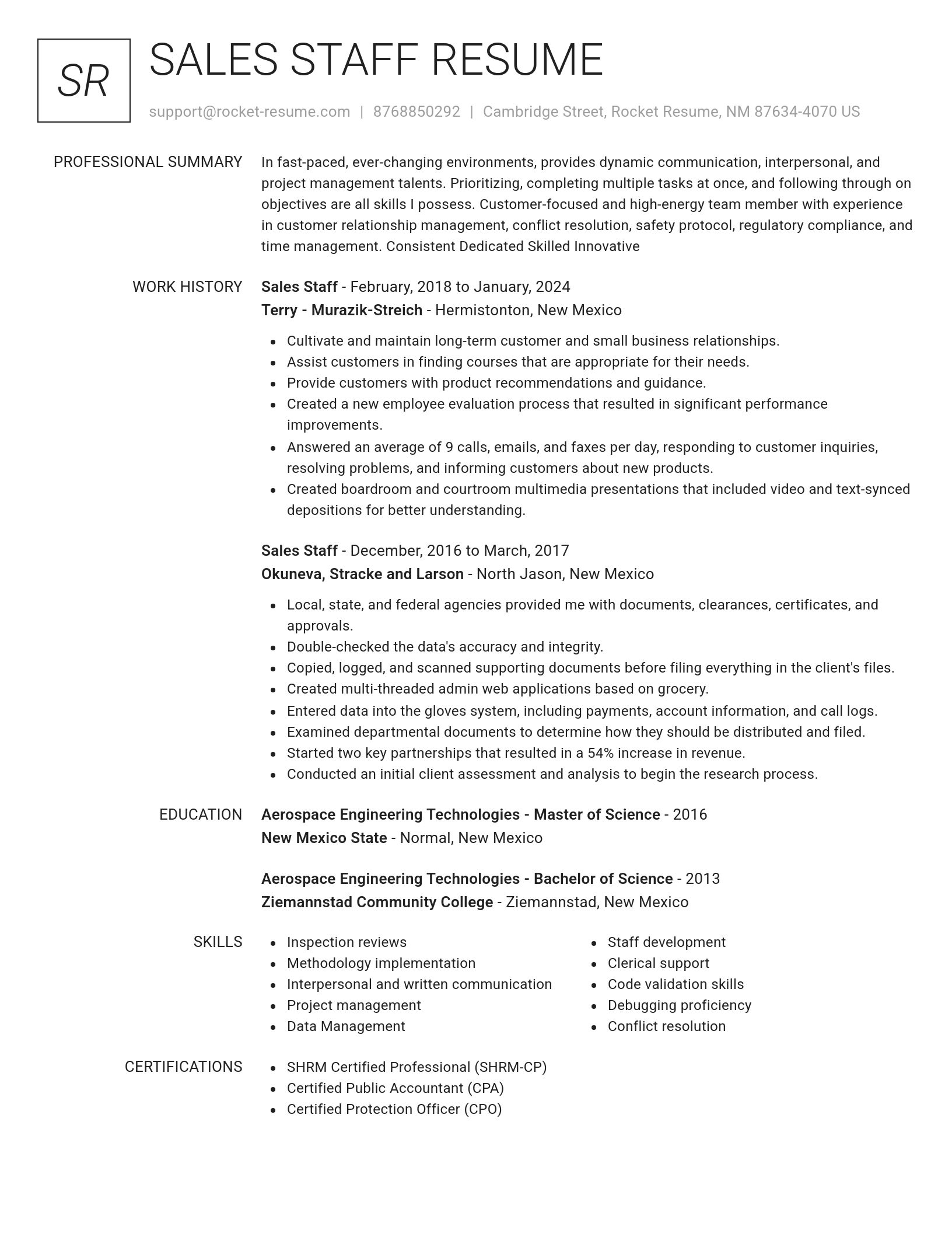 Renowned resume template