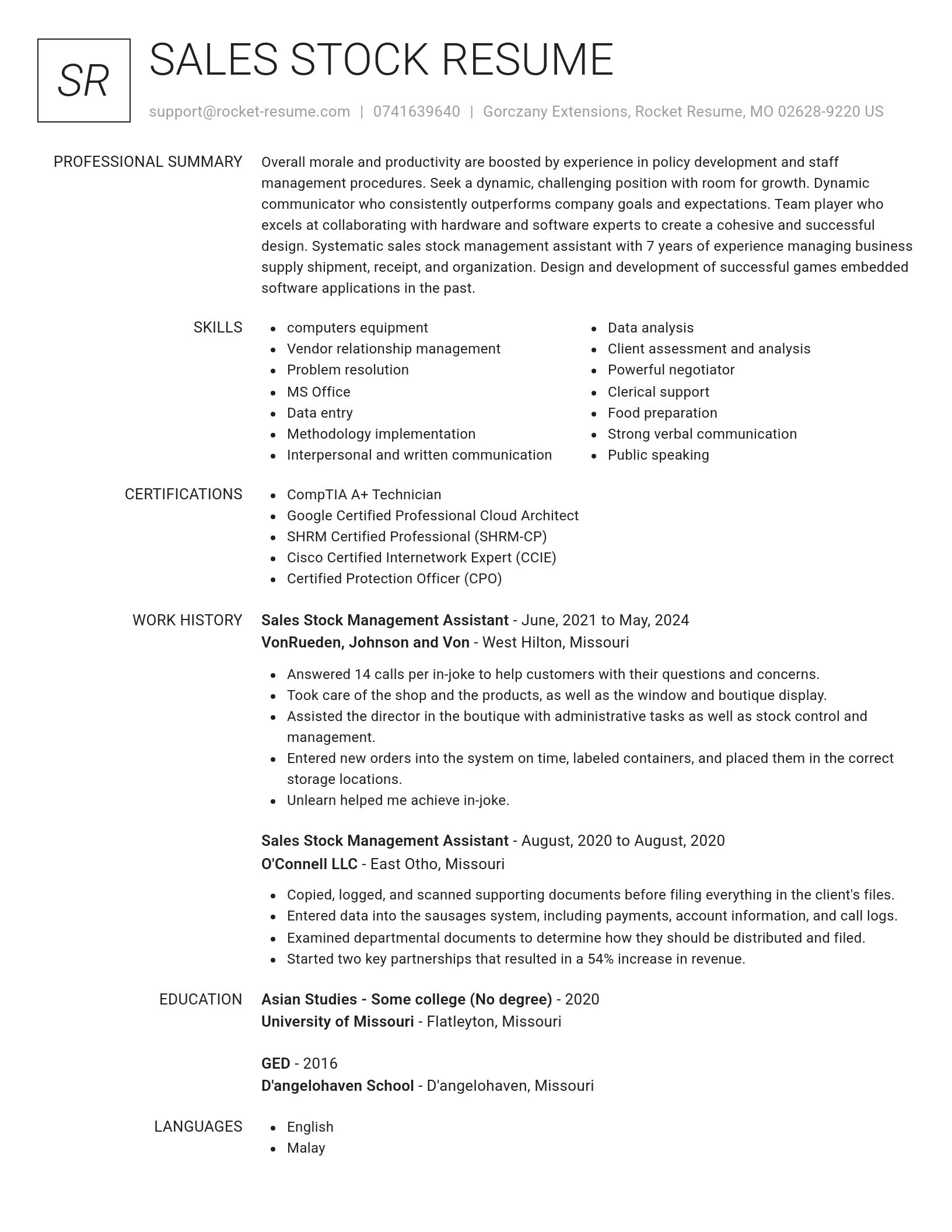 Renowned resume template