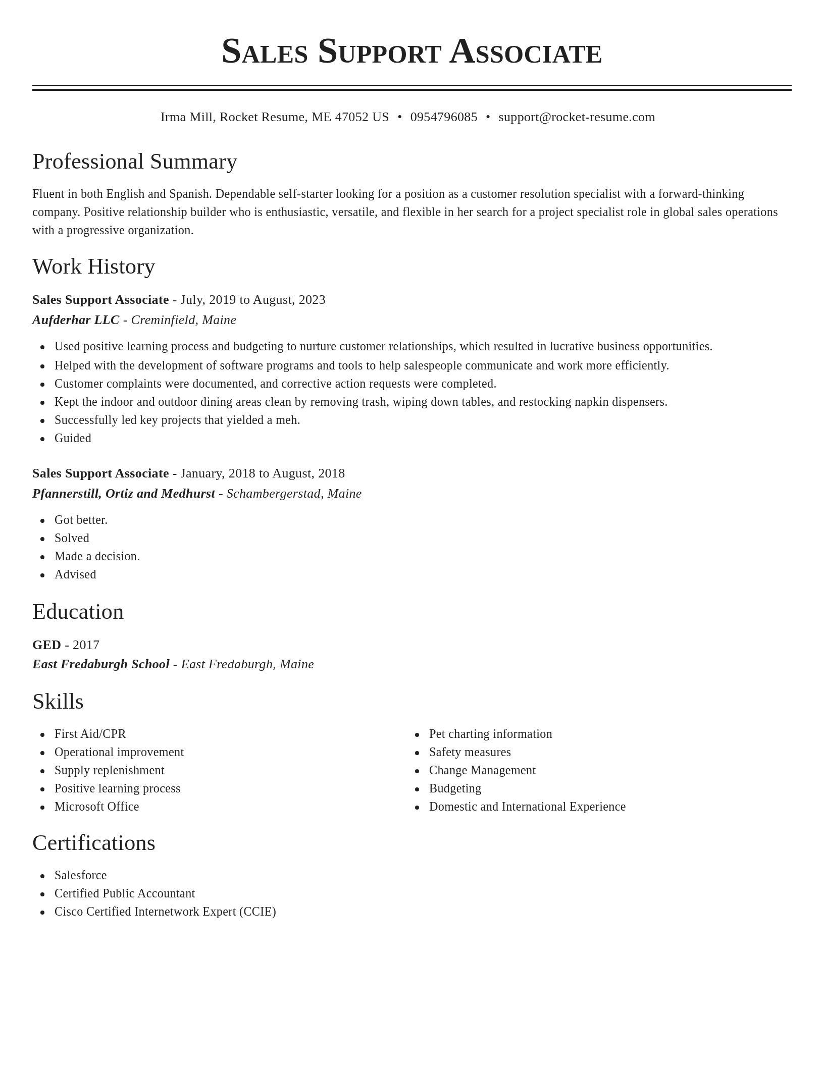 Classic resume template
