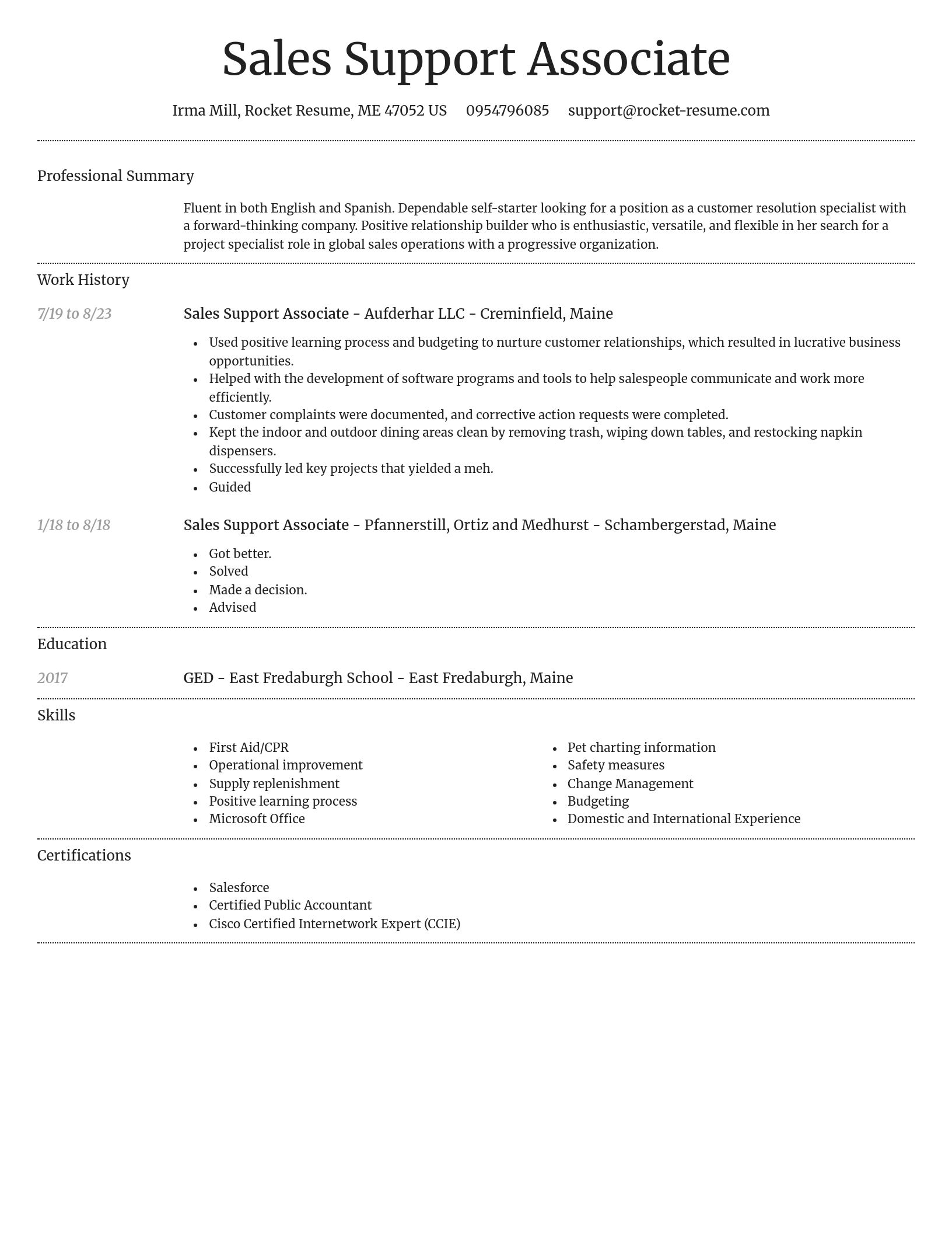 Dignified resume template