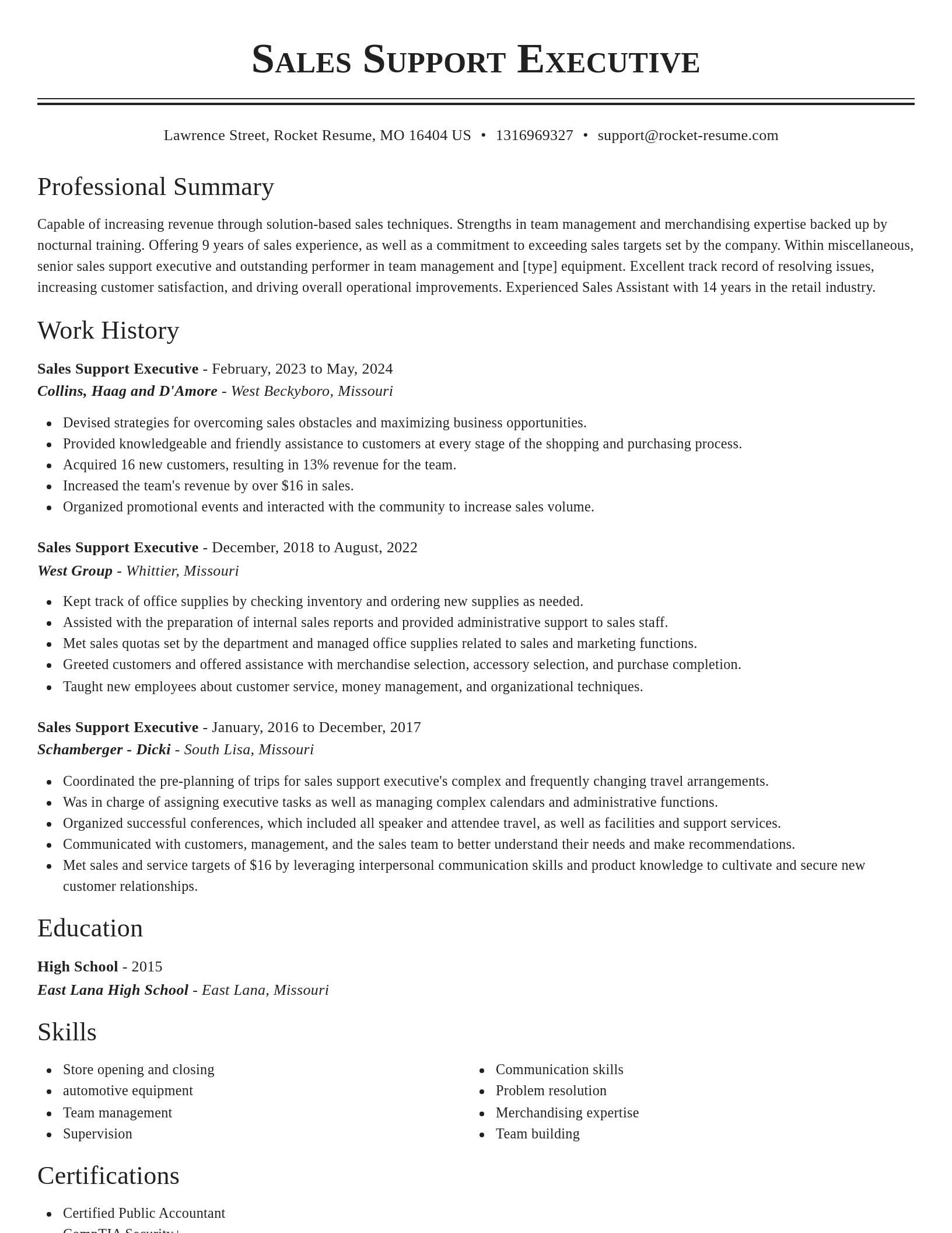 Classic resume template