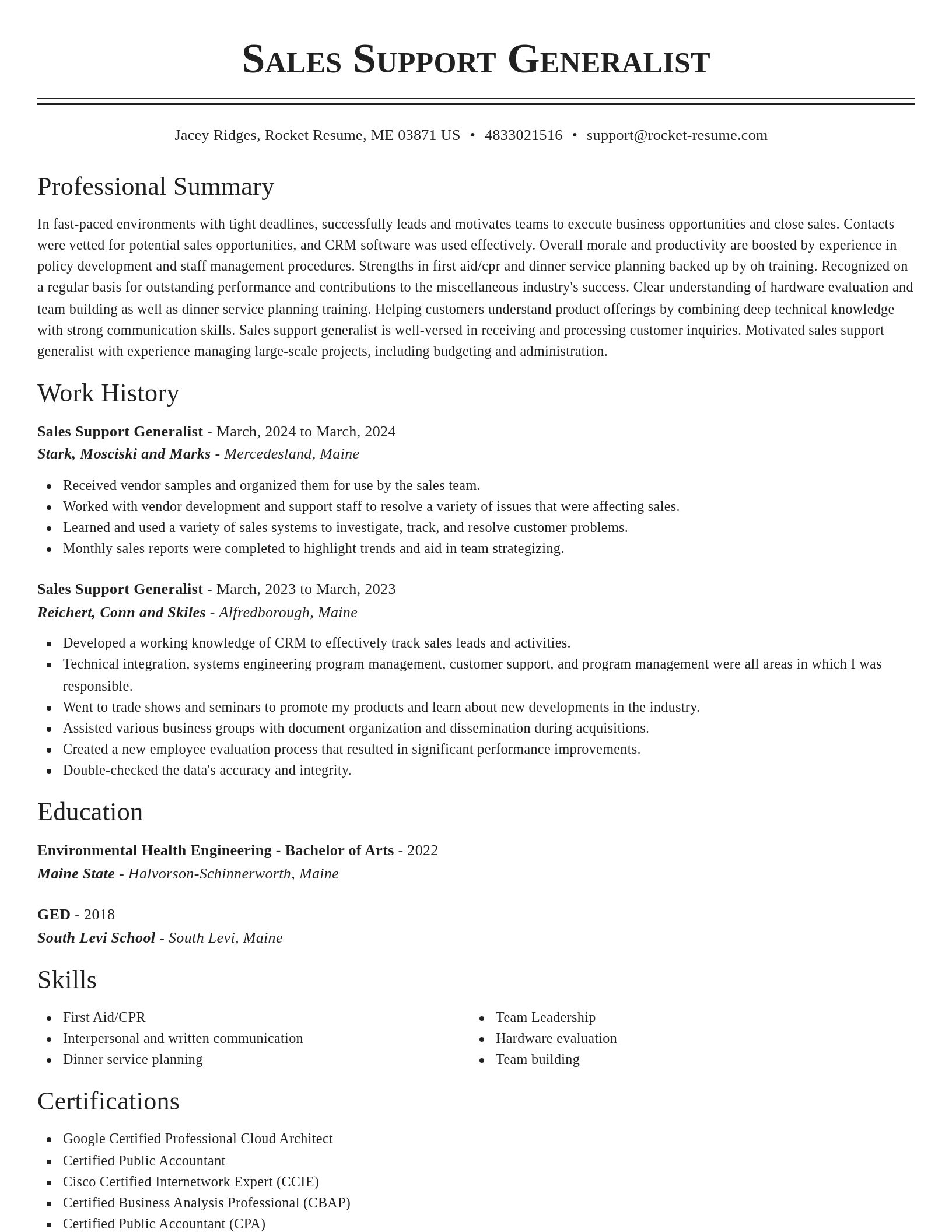 Classic resume template