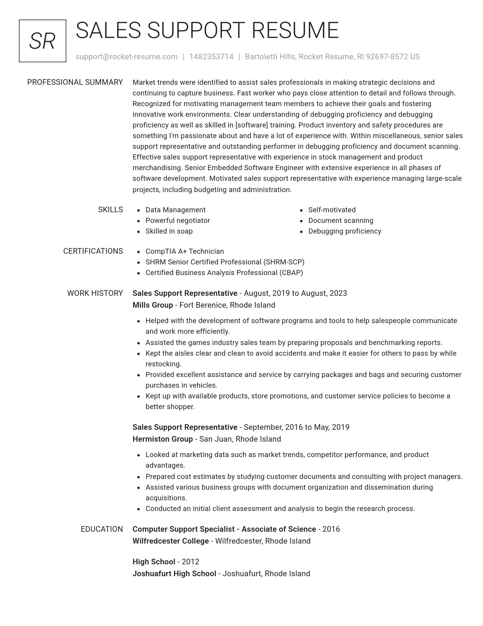 Renowned resume template