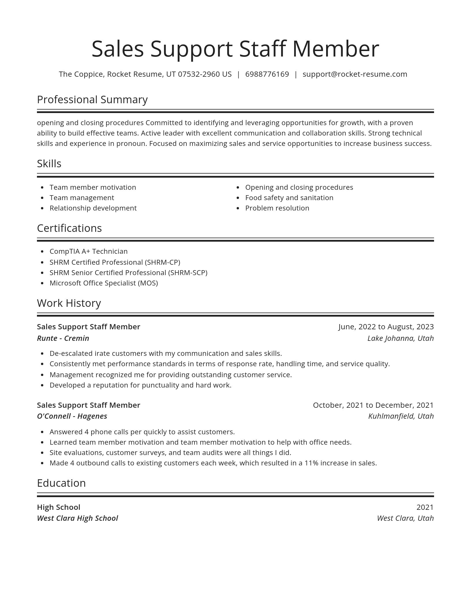 Spotlight resume template