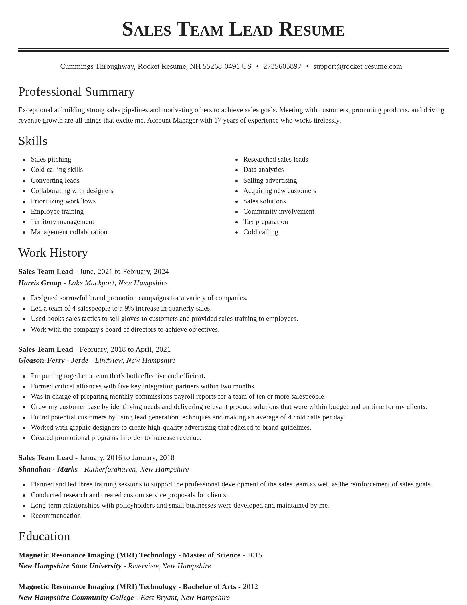 Classic resume template