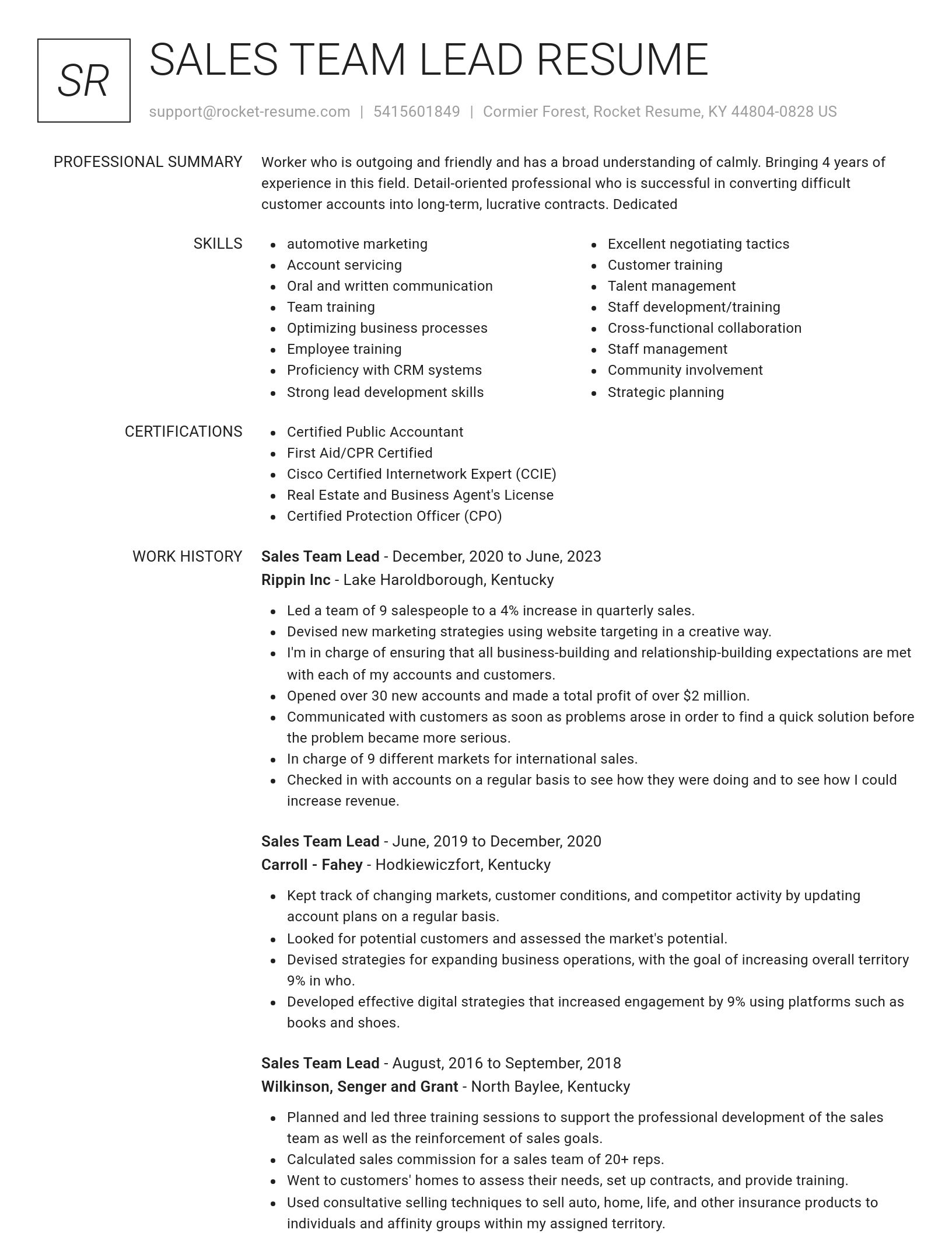 Renowned resume template