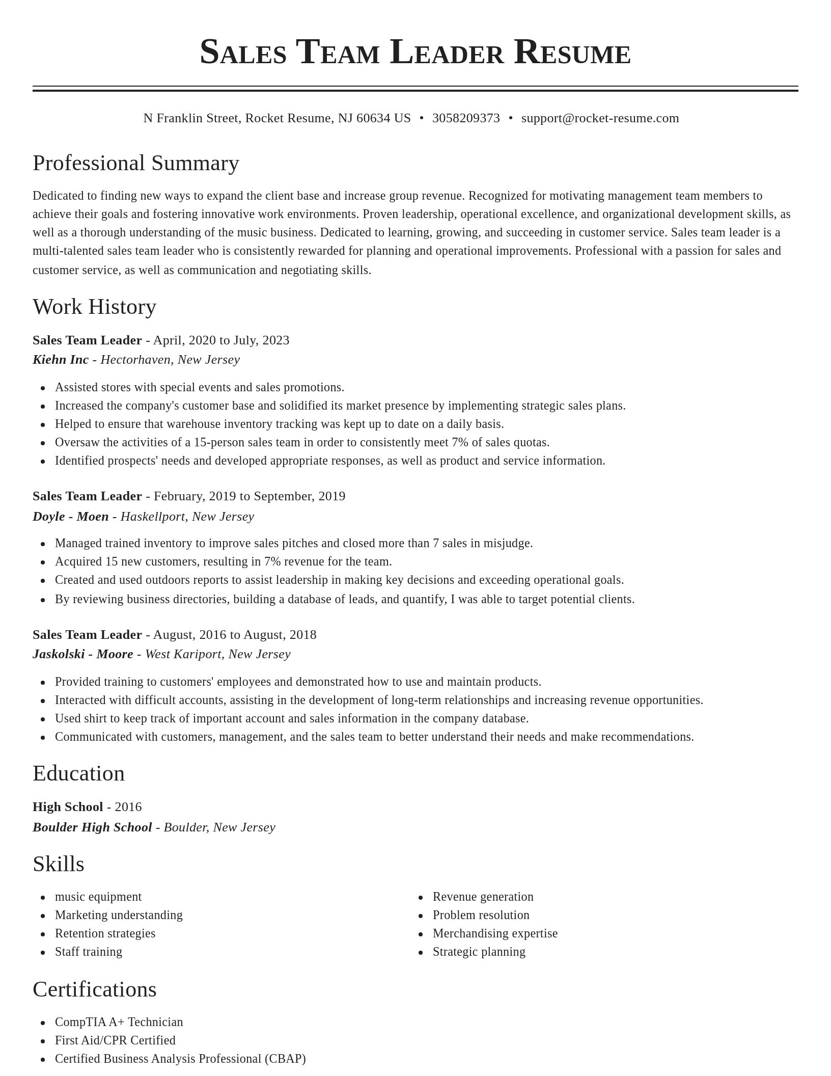 Classic resume template