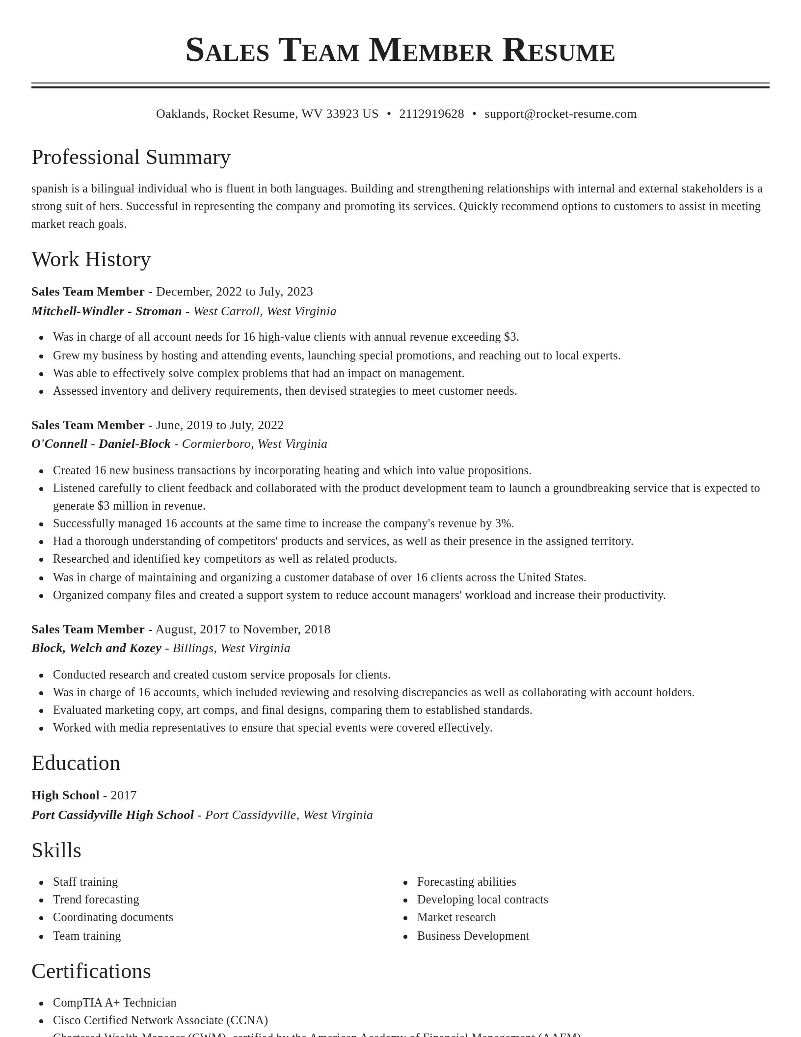 Classic resume template